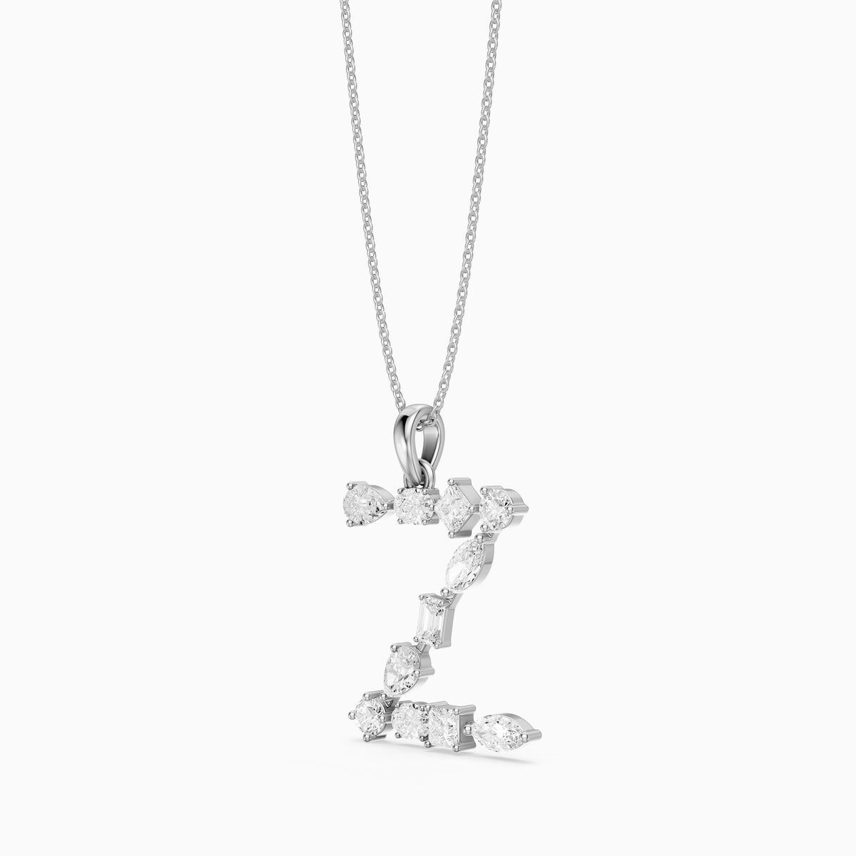 Floriane Multi Shape Lab Grown Diamond Initial Z Pendant