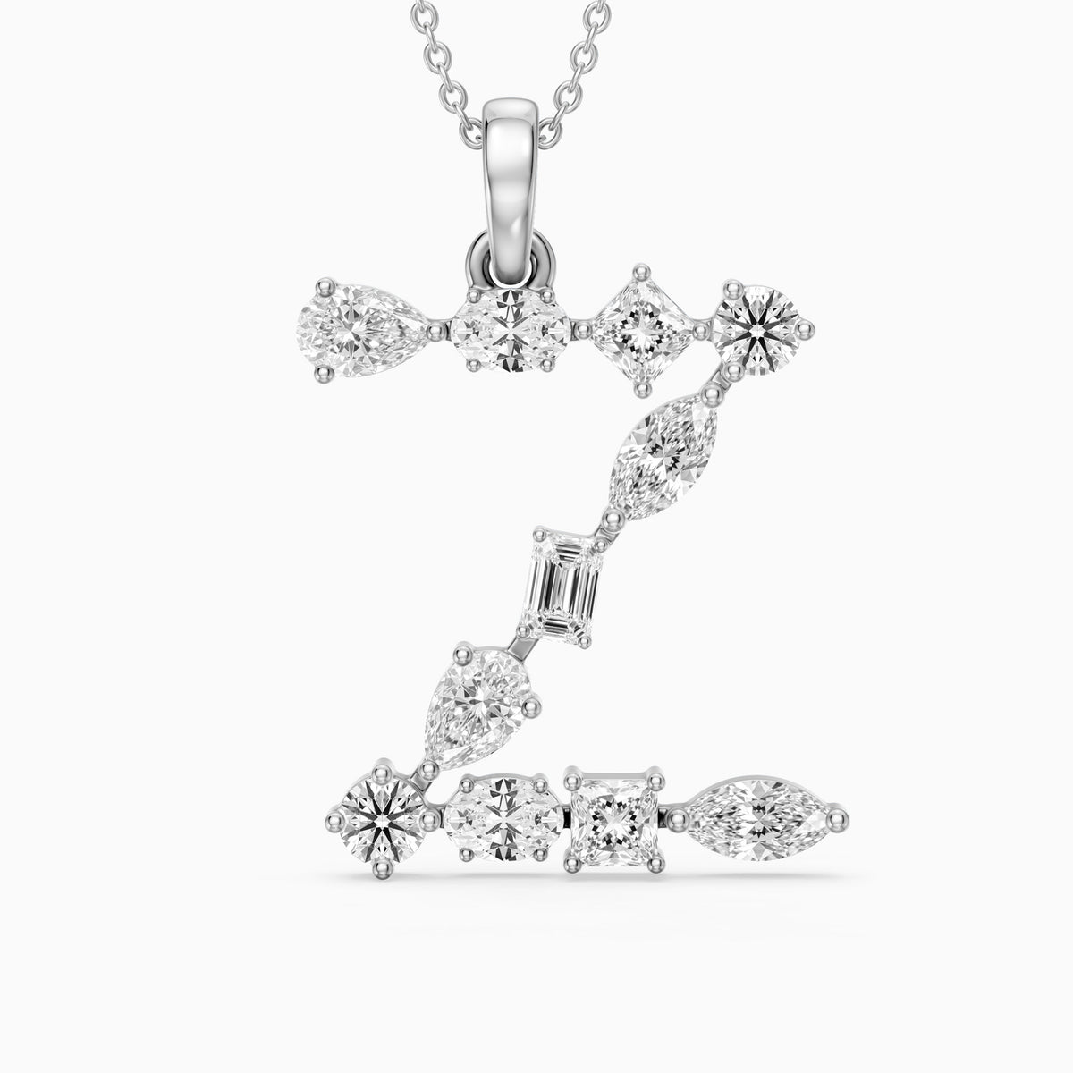 Floriane Multi Shape Lab Grown Diamond Initial Z Pendant