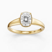 Alaina Elongated Cushion Lab Grown Diamond Ring with Tulip Setting and Hidden Accent