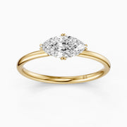 Vera East West Marquise Hidden Halo Lab Grown Diamond Ring with Double Claw Prong
