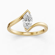 Esther Marquise Cut Solitaire Bypass Shank Lab Grown Diamond Ring