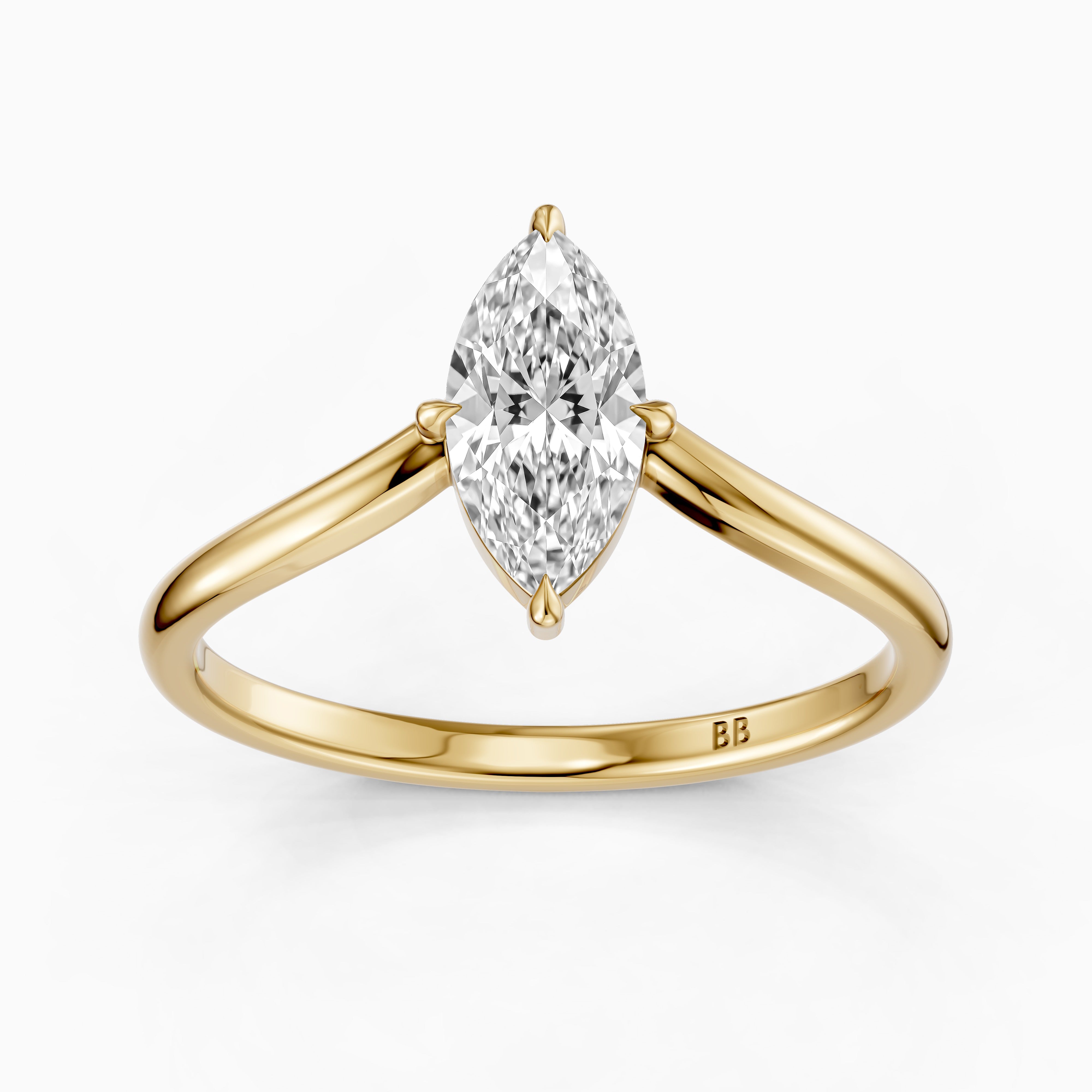 Nevaeh Marquise Cut Lab Grown Diamond Chevron Solitaire Ring