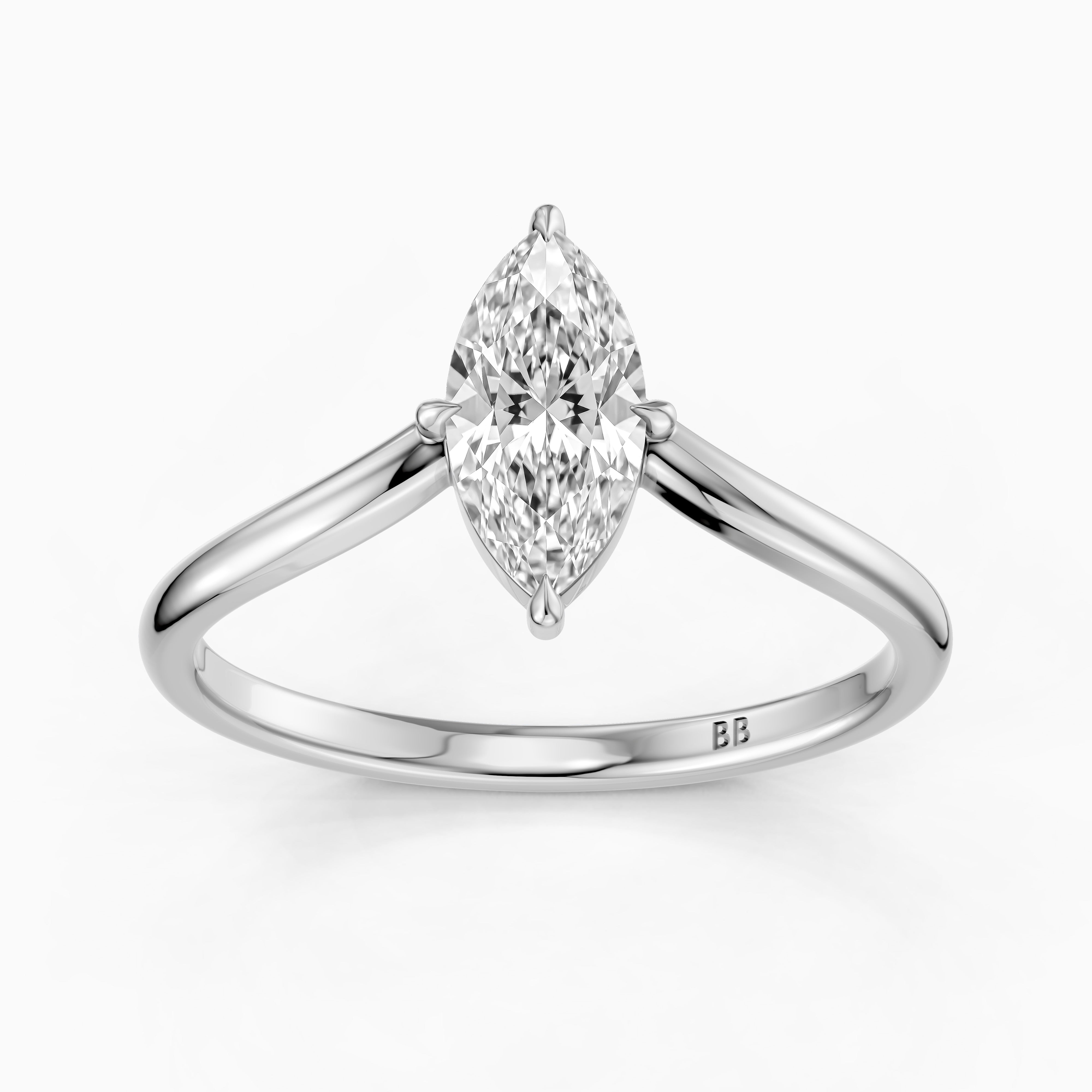 Nevaeh Marquise Cut Moissanite Diamond Chevron Solitaire Ring