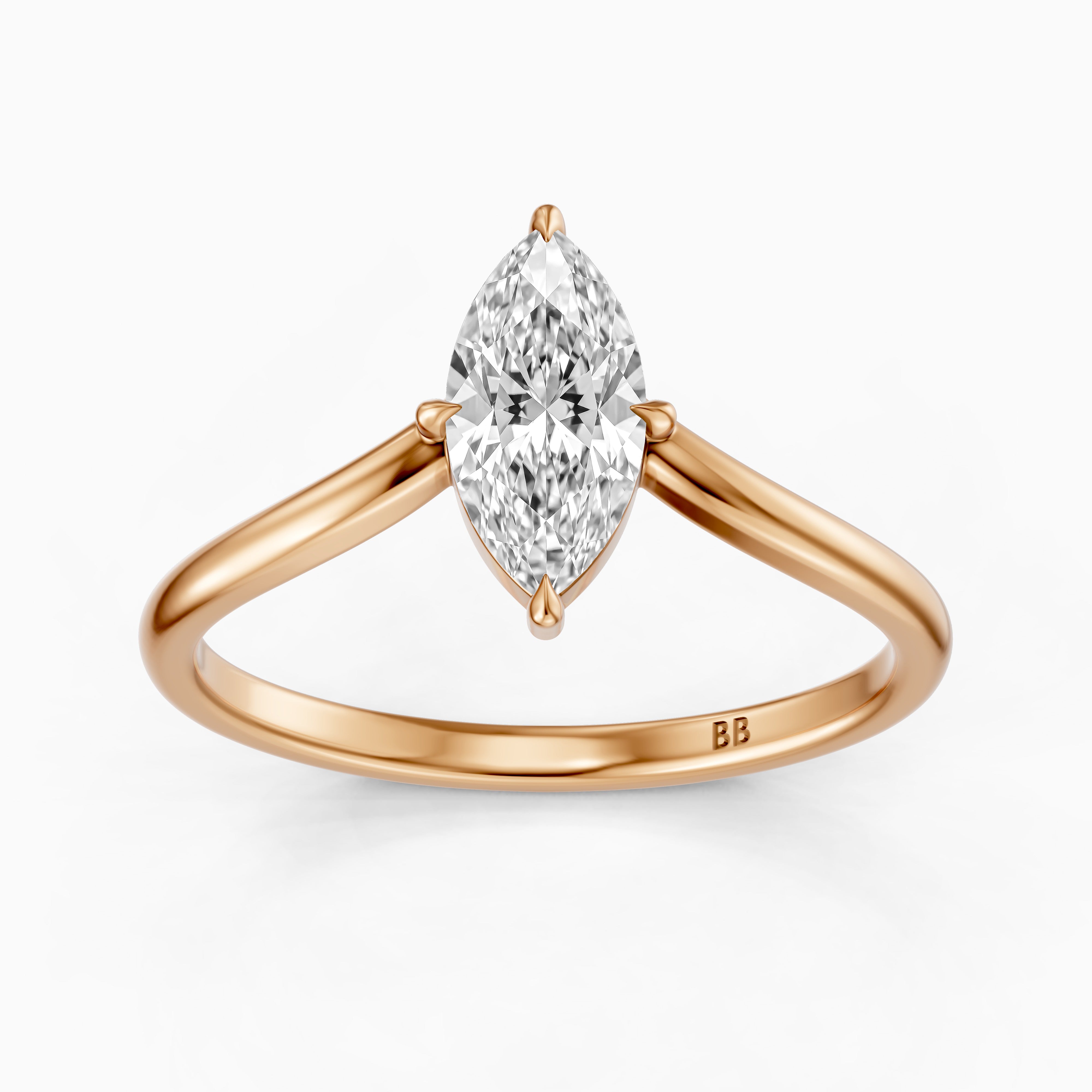 Nevaeh Marquise Cut Moissanite Diamond Chevron Solitaire Ring