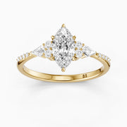 Charlie Marquise Cut Lab Grown Diamond Ring with Round and Kite Side Stones