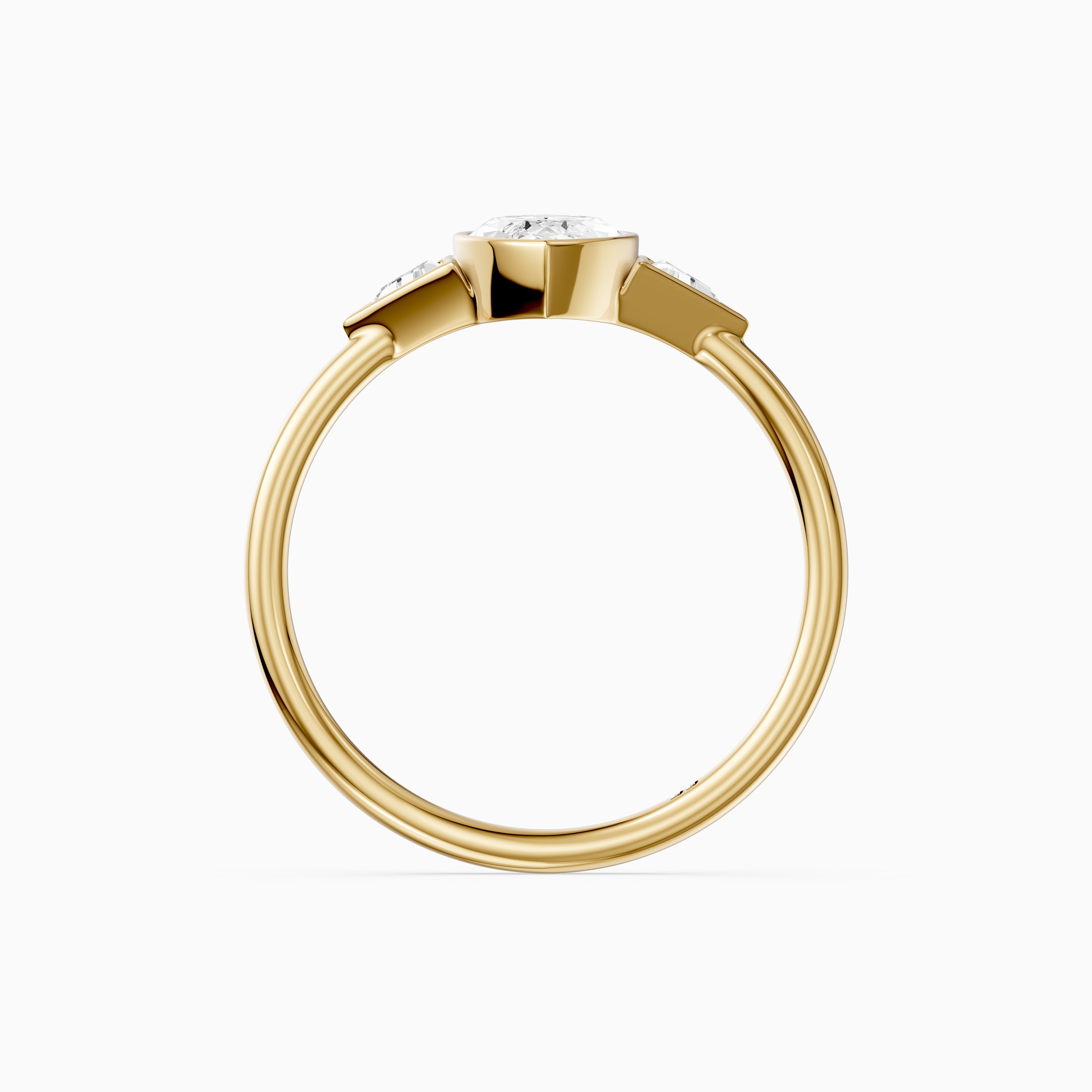 Amira Marquise Cut Bezel Lab Grown Diamond Ring with Triangle Side Stones