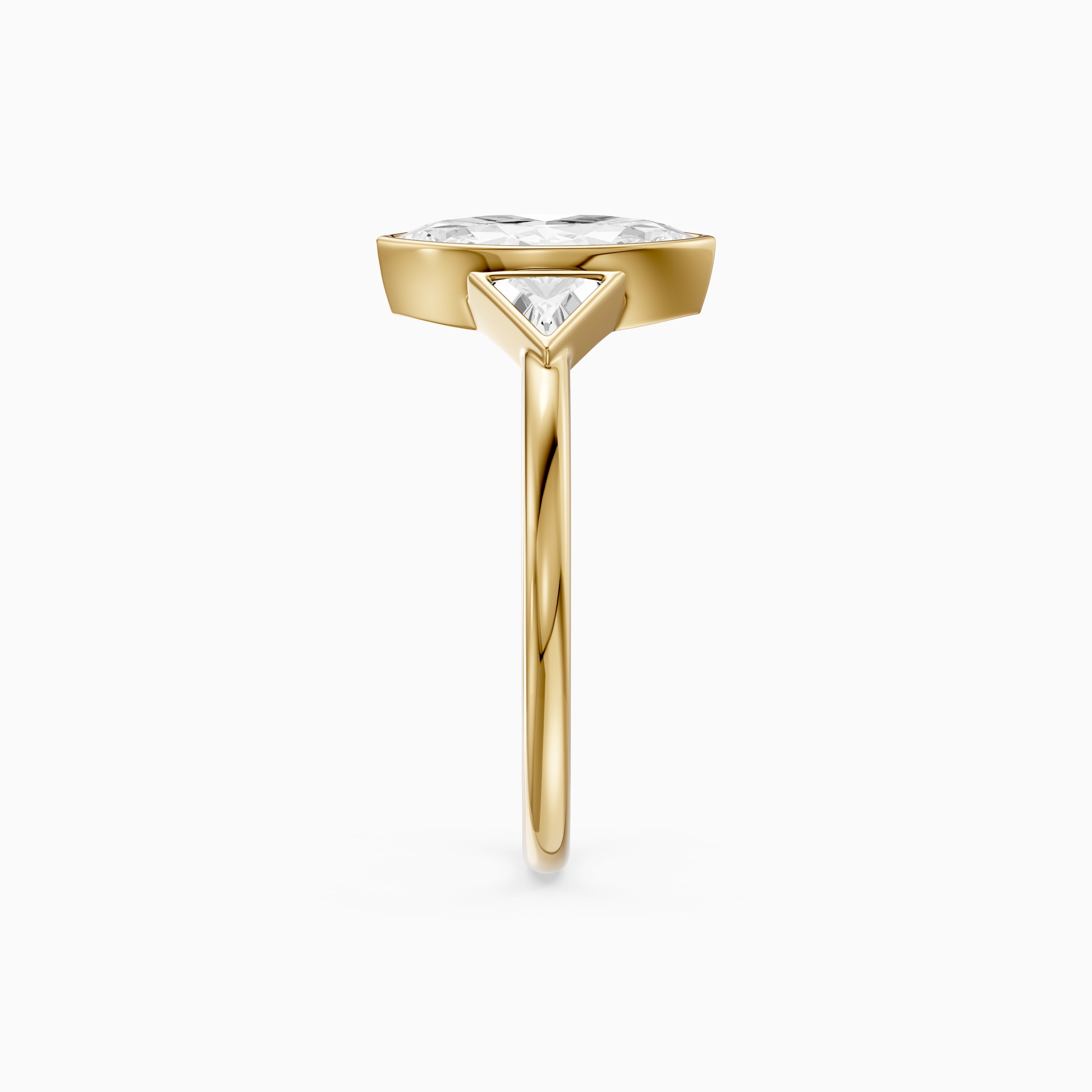 Amira Marquise Cut Bezel Lab Grown Diamond Ring with Triangle Side Stones
