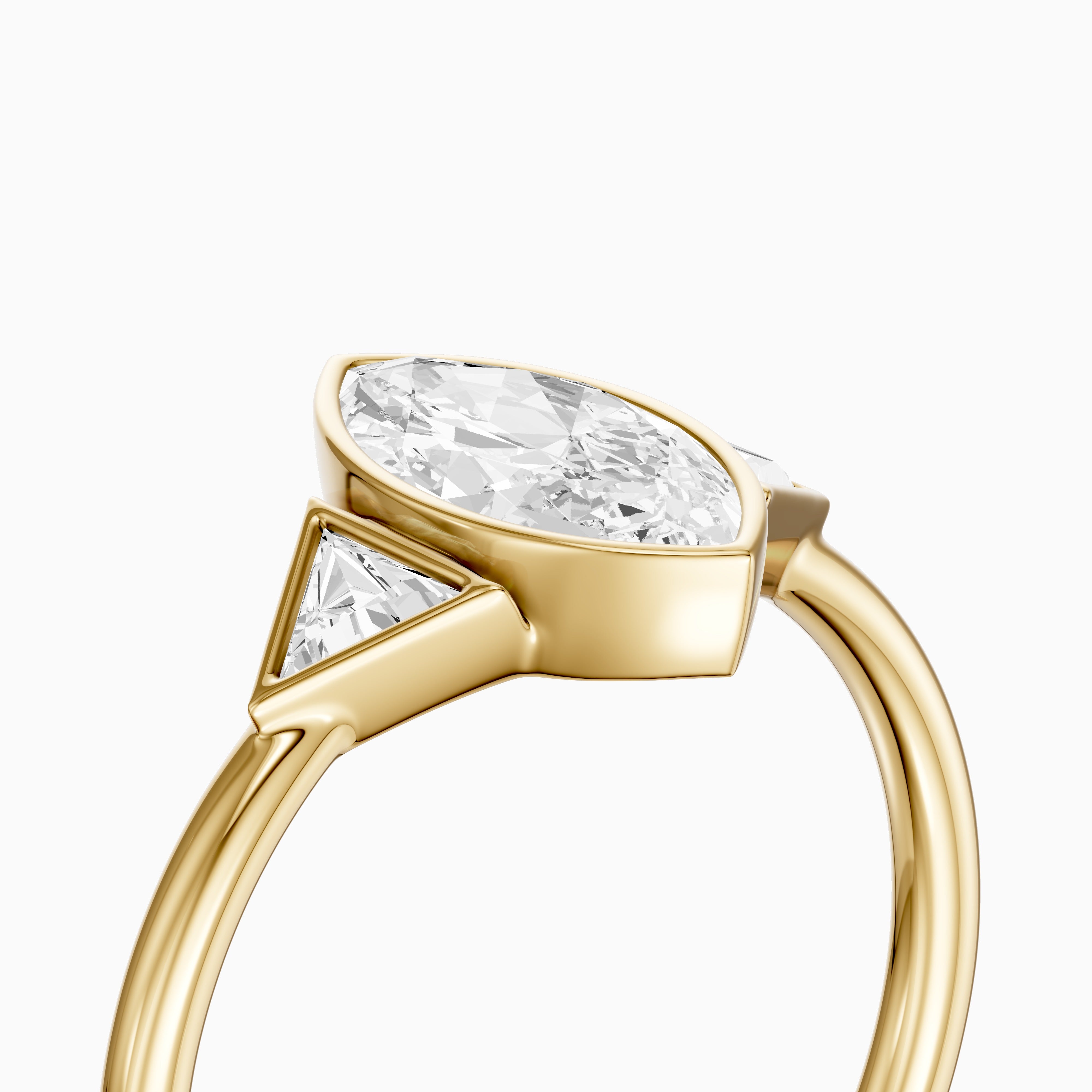 Amira Marquise Cut Bezel Lab Grown Diamond Ring with Triangle Side Stones