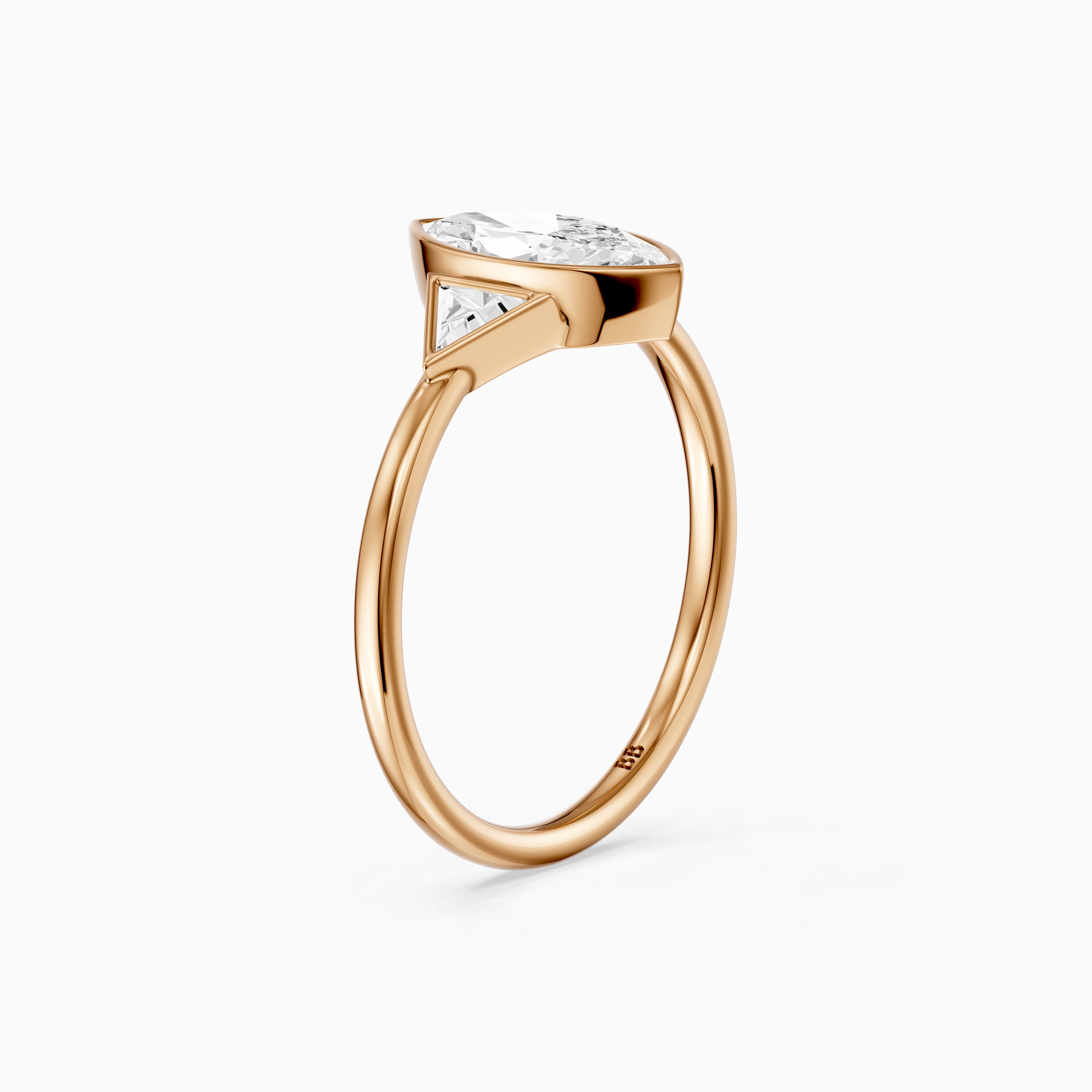 Amira Marquise Cut Bezel Lab Grown Diamond Ring with Triangle Side Stones