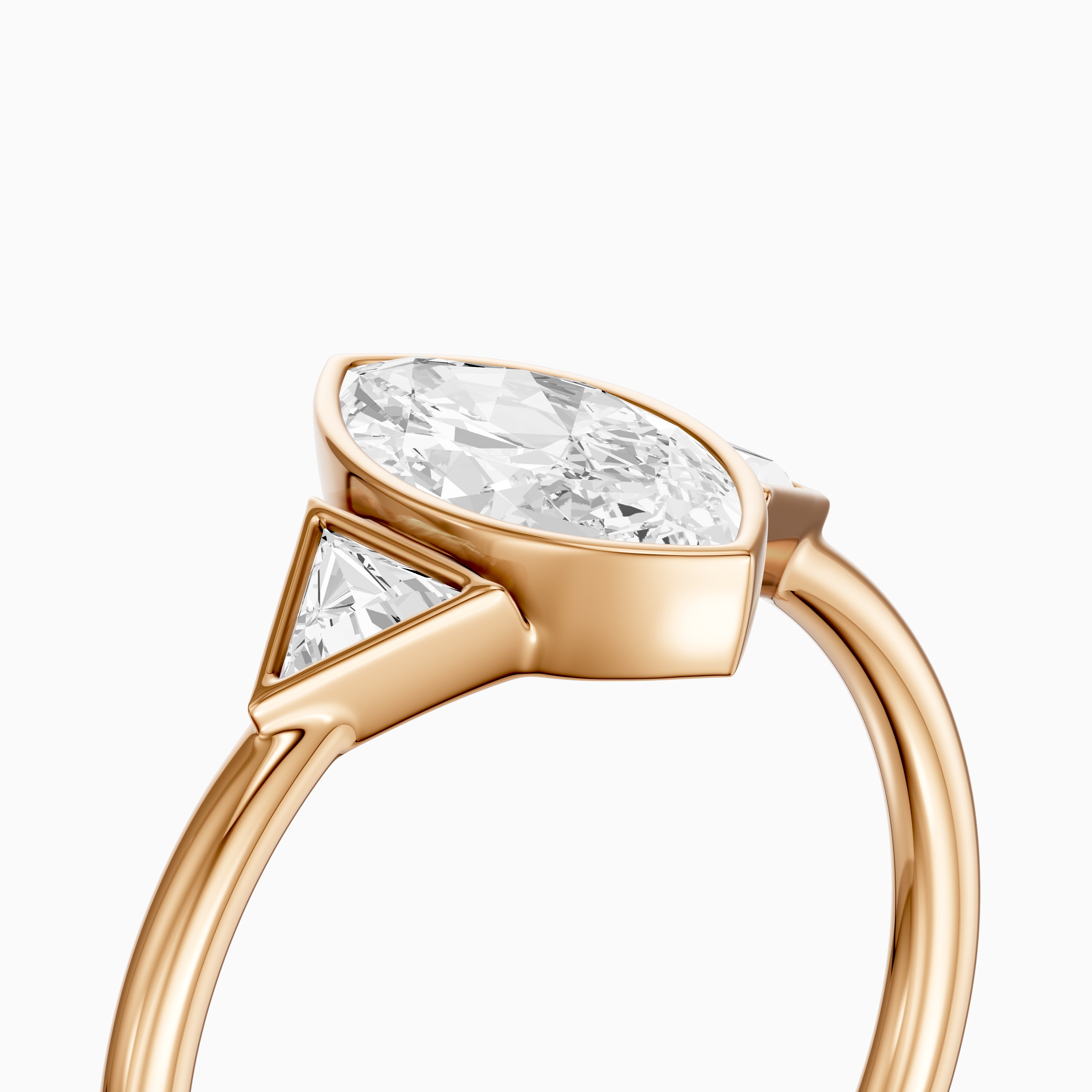 Amira Marquise Cut Bezel Lab Grown Diamond Ring with Triangle Side Stones