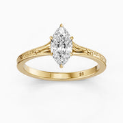 Valeria Marquise Cut Vintage Solitaire Lab Grown Diamond Ring