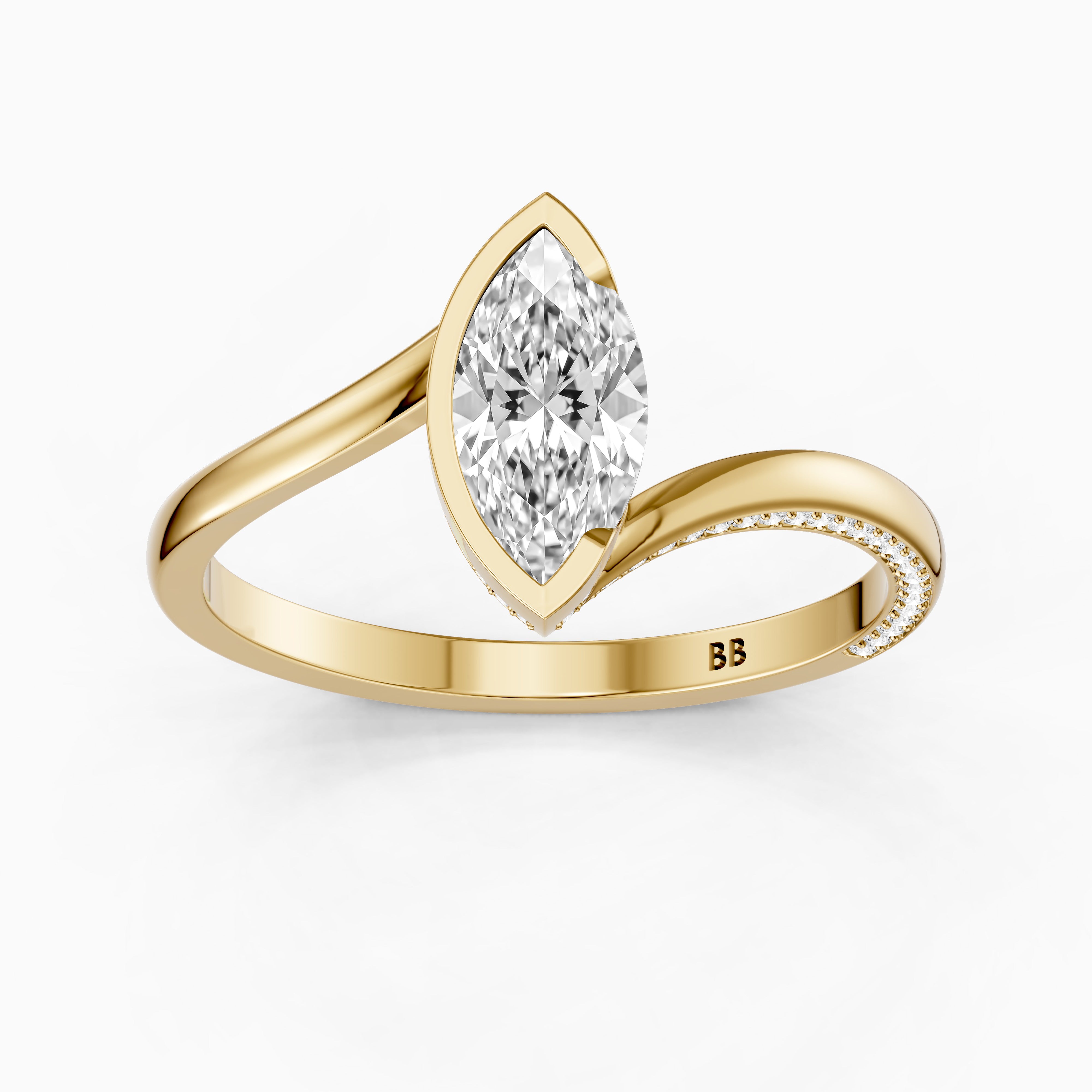 Sienna Marquise Cut Bezel Moissanite Diamond Ring