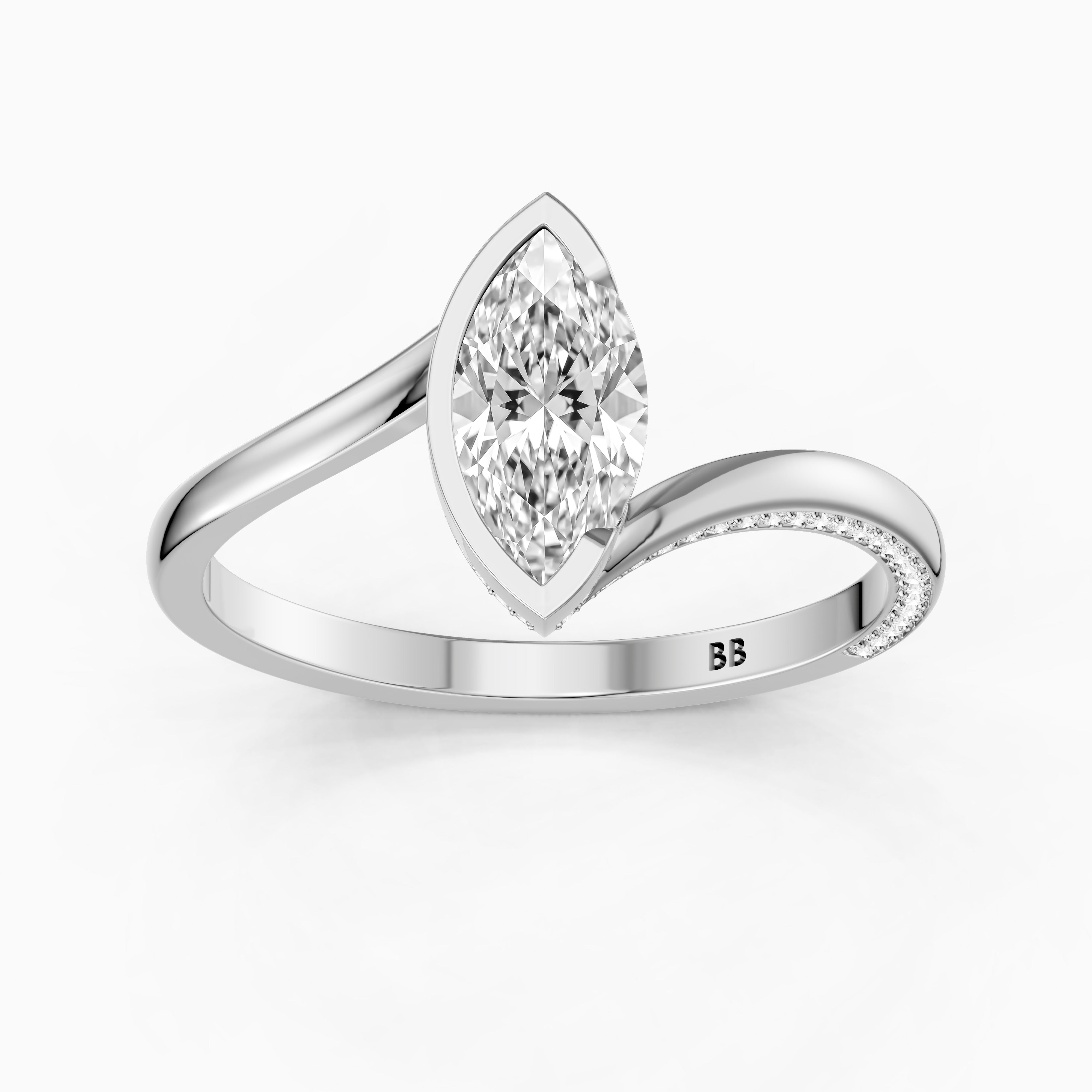 Sienna Marquise Cut Bezel Moissanite Diamond Ring
