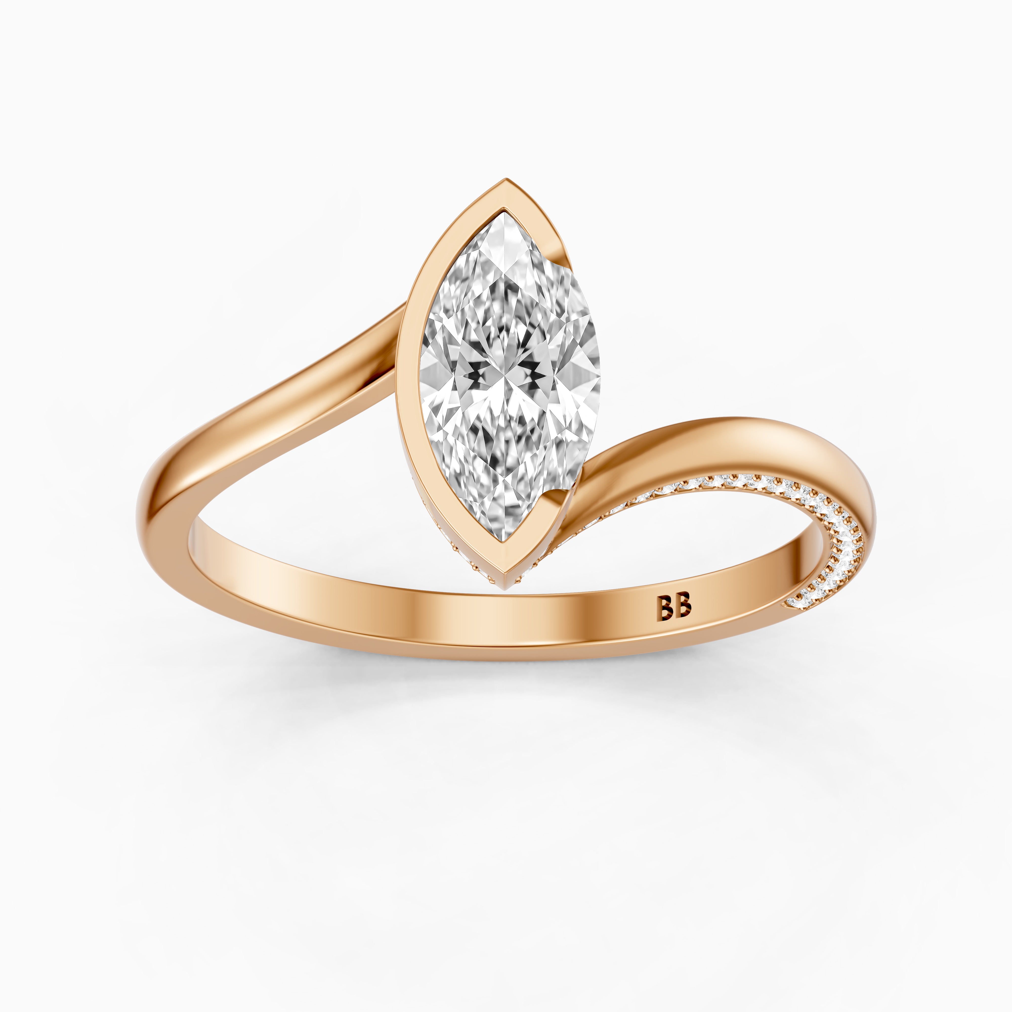 Sienna Marquise Cut Bezel Moissanite Diamond Ring
