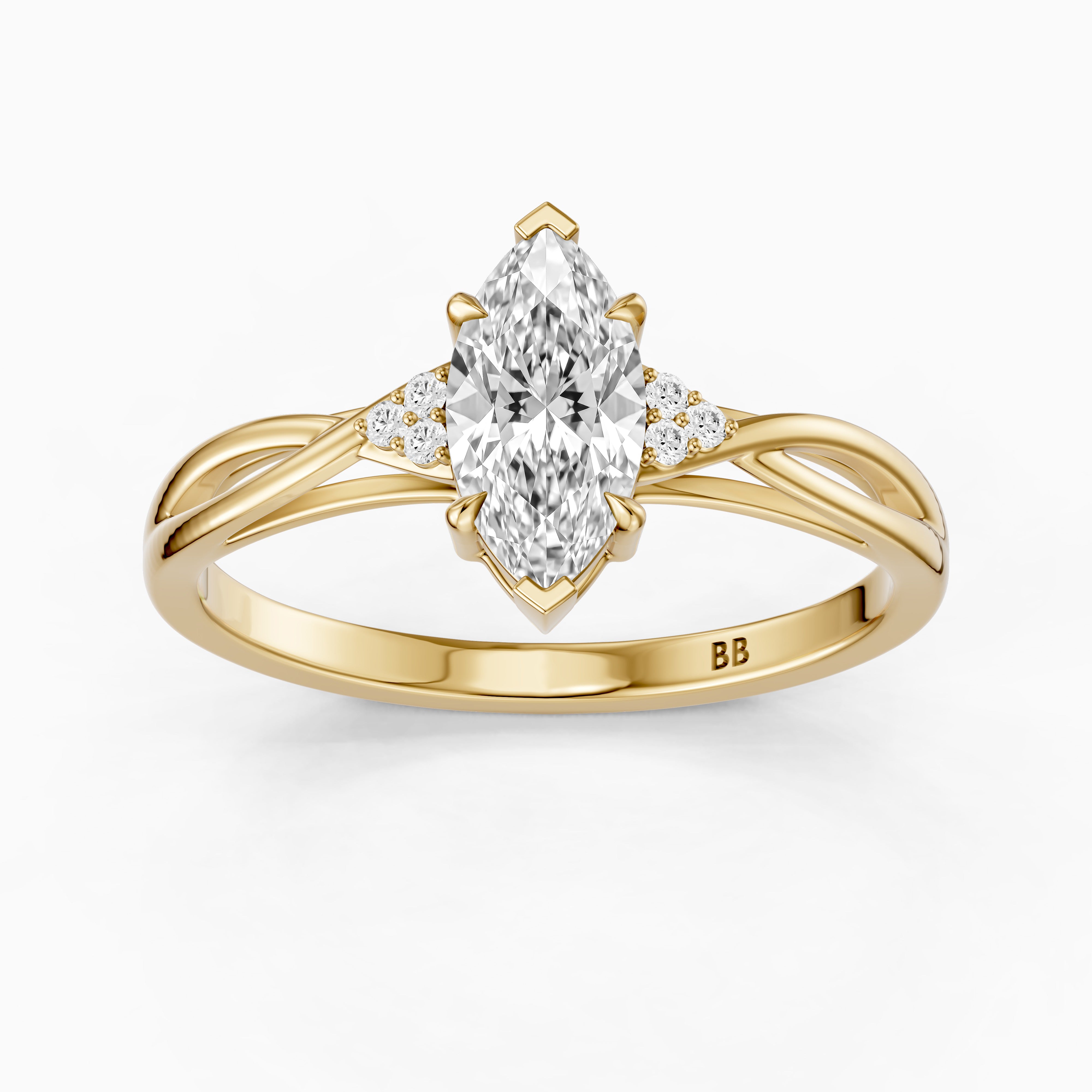 Lia Marquise Cut Twisted Band Lab Grown Diamond Ring
