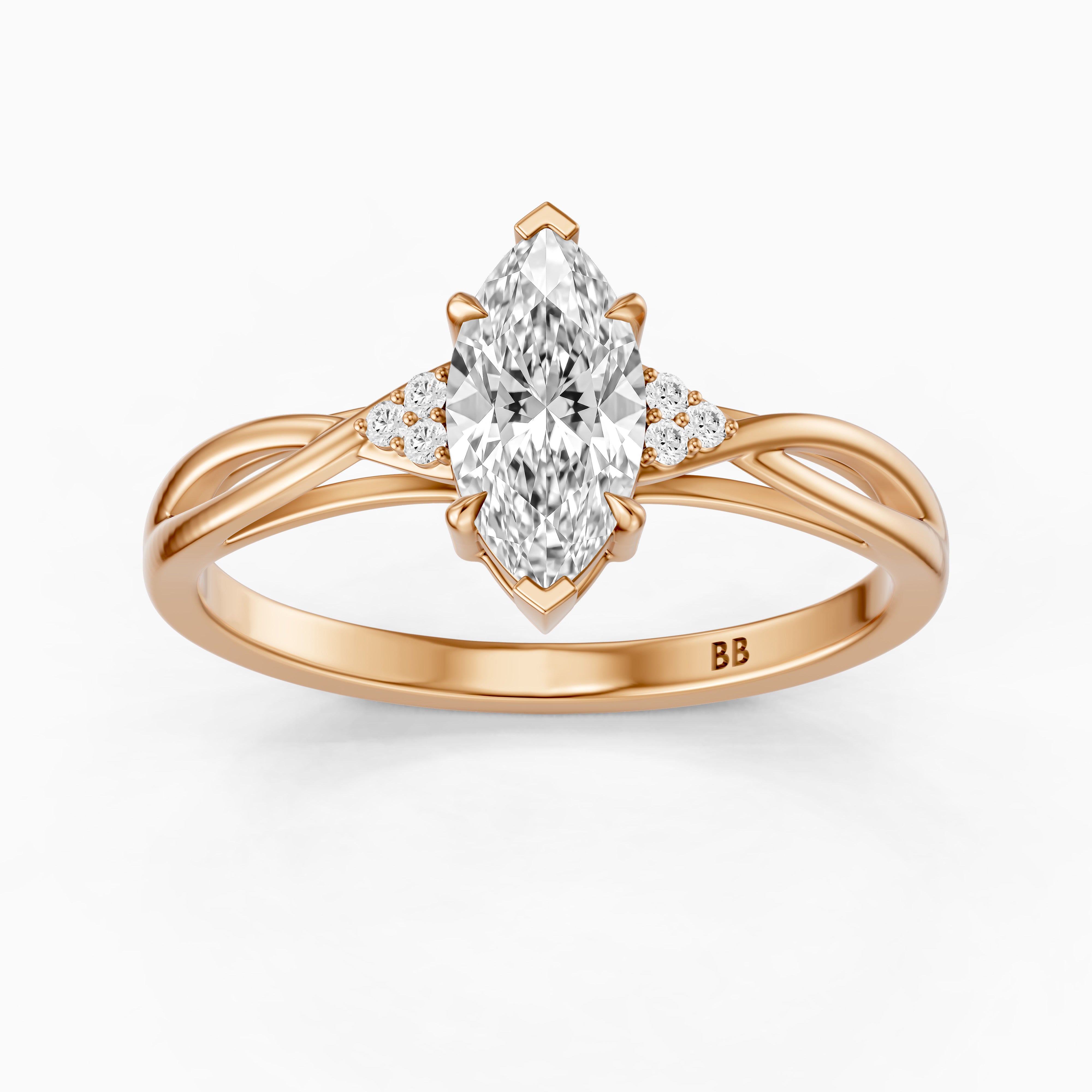 Lia Marquise Cut Twisted Band Lab Grown Diamond Ring