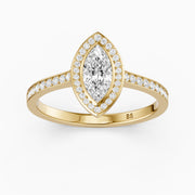 Celeste Marquise Lab Grown Diamond Ring with Bezel Inspired Halo Setting