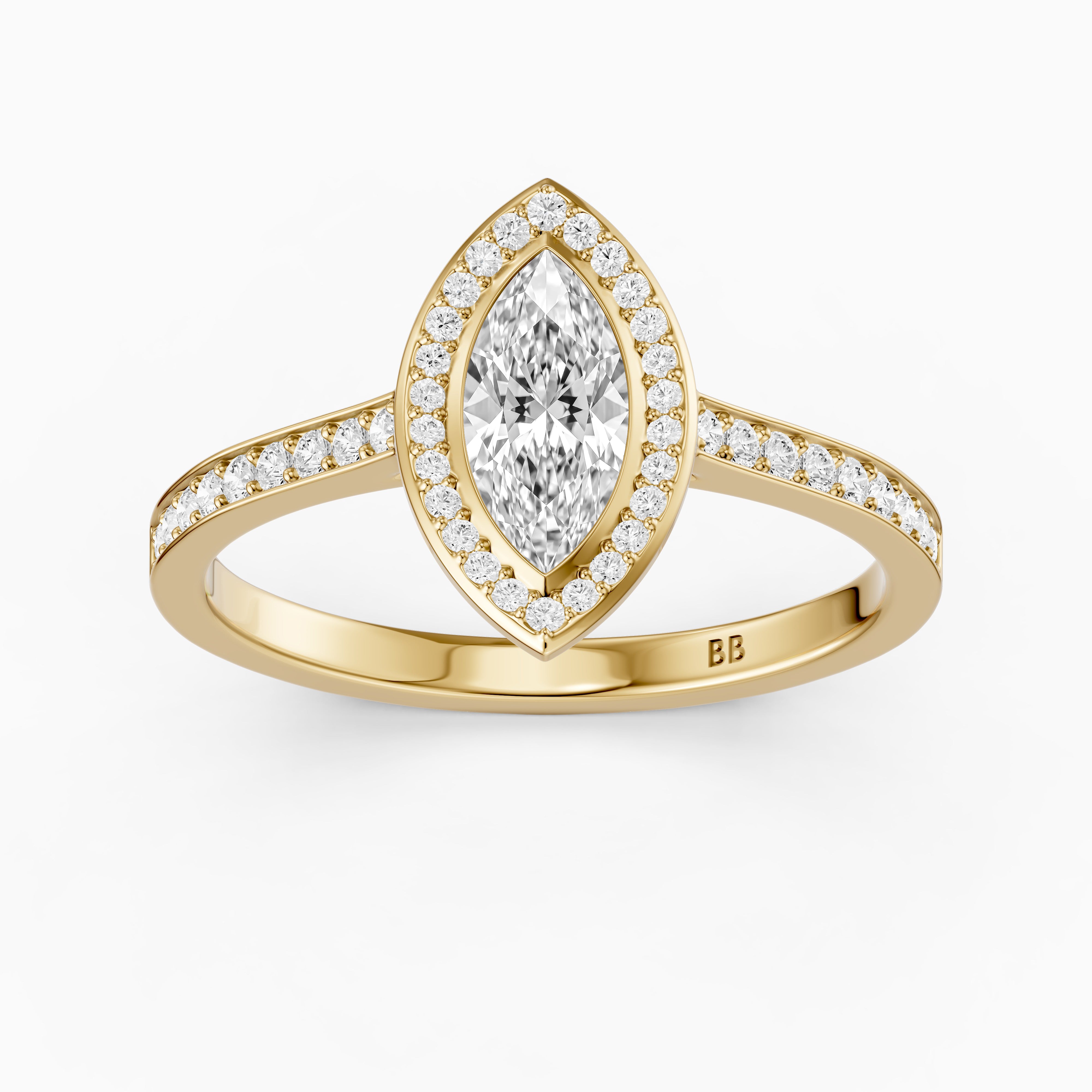Celeste Marquise Lab Grown Diamond Ring with Bezel Inspired Halo Setting