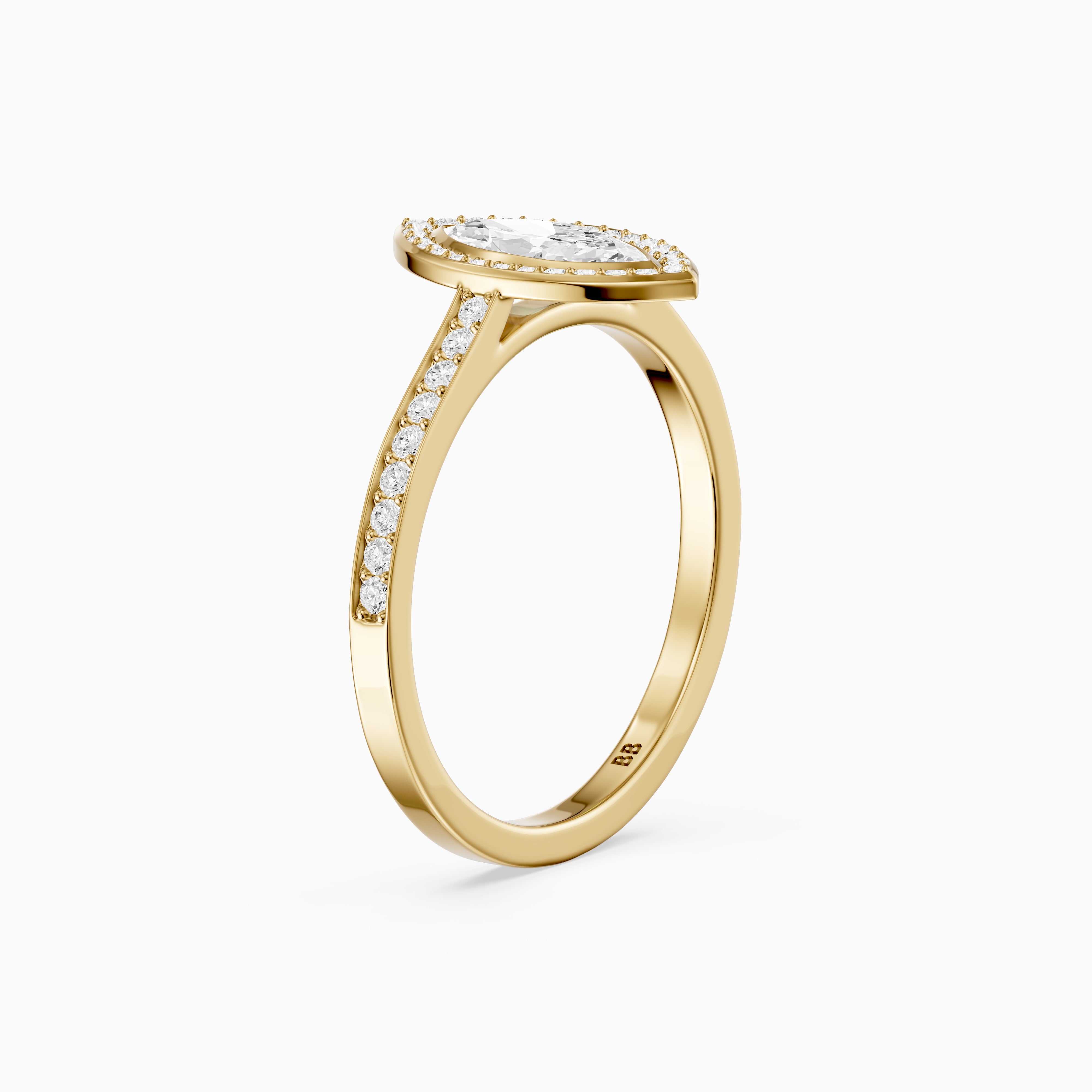 Celeste Marquise Lab Grown Diamond Ring with Bezel Inspired Halo Setting
