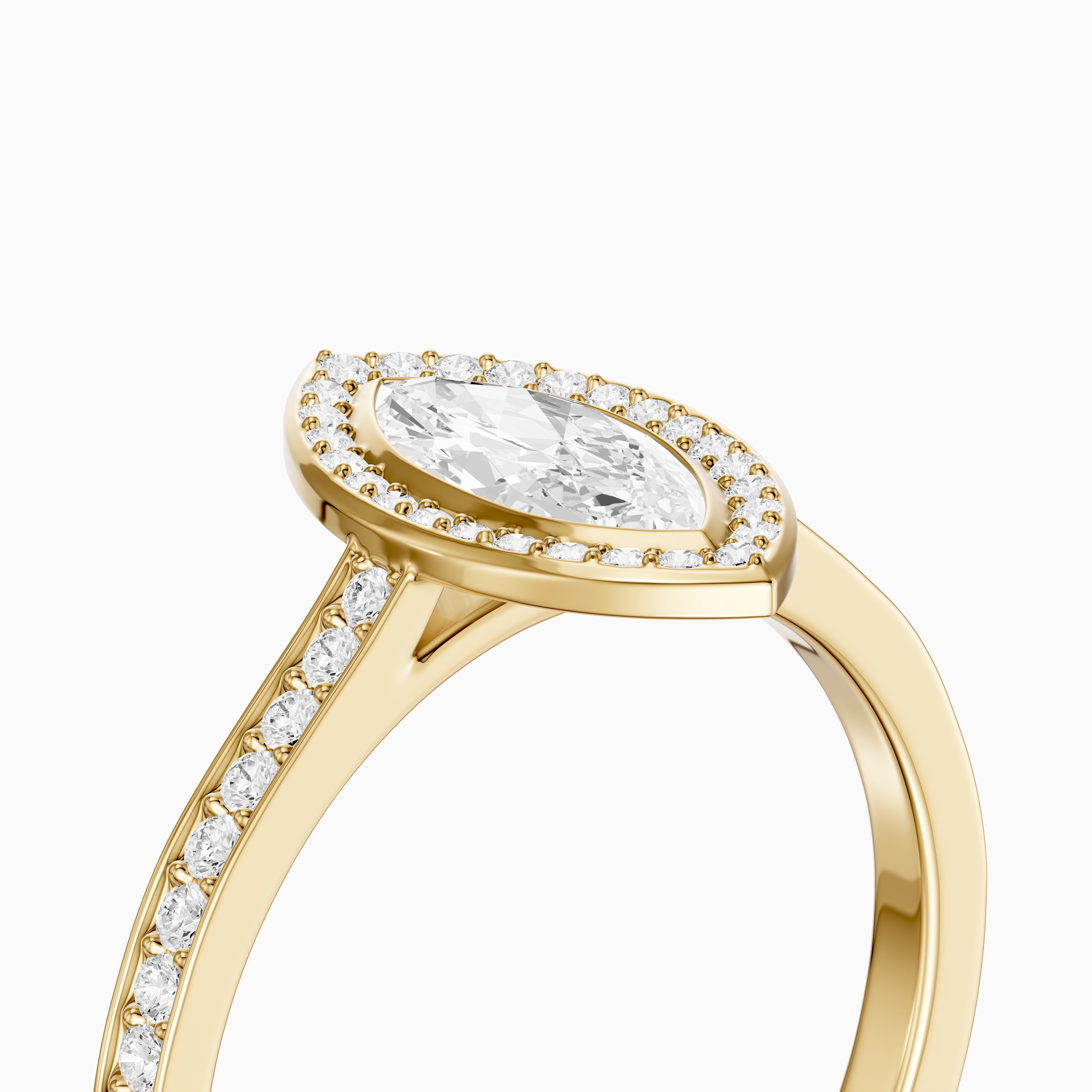 Celeste Marquise Lab Grown Diamond Ring with Bezel Inspired Halo Setting
