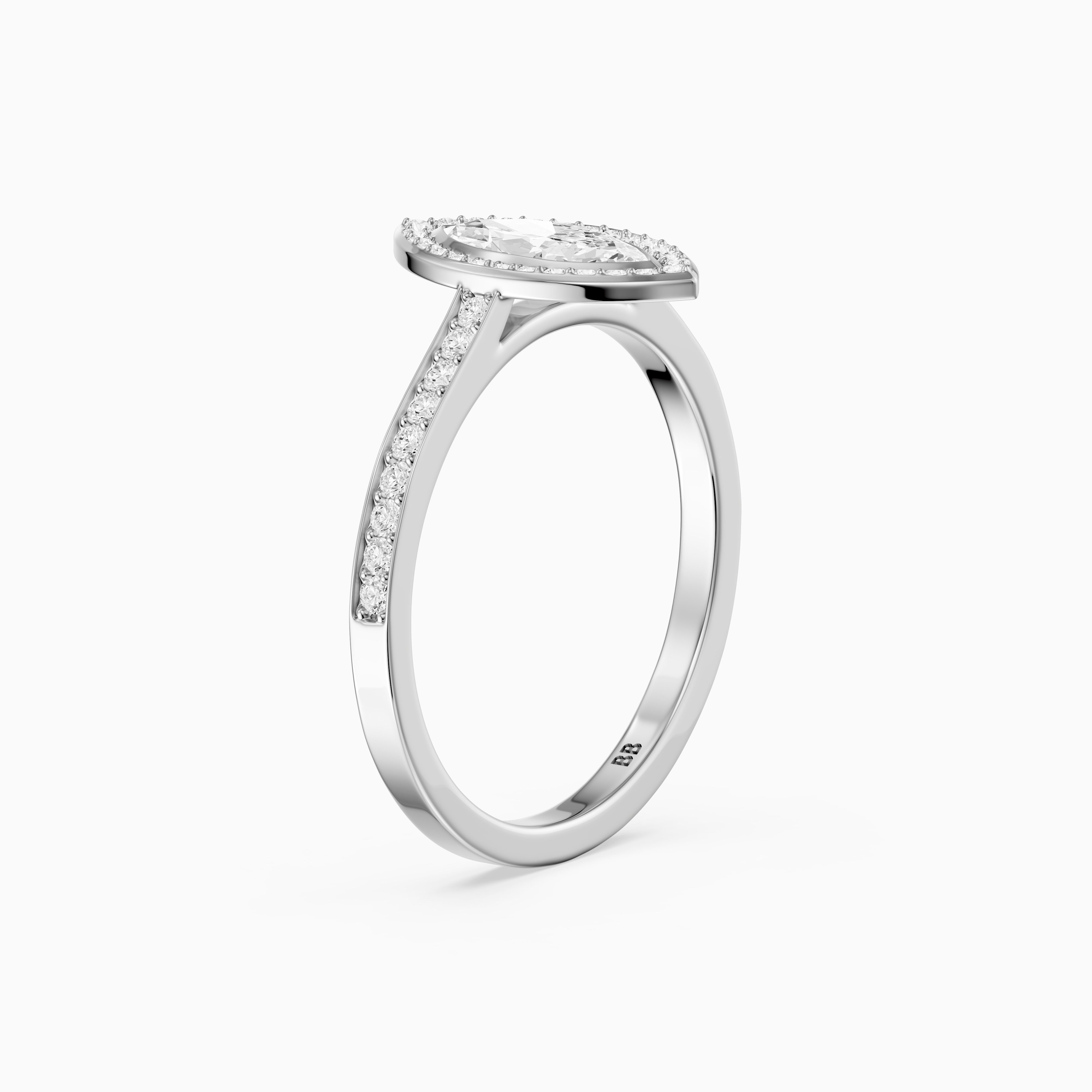 Celeste Marquise Lab Grown Diamond Ring with Bezel Inspired Halo Setting