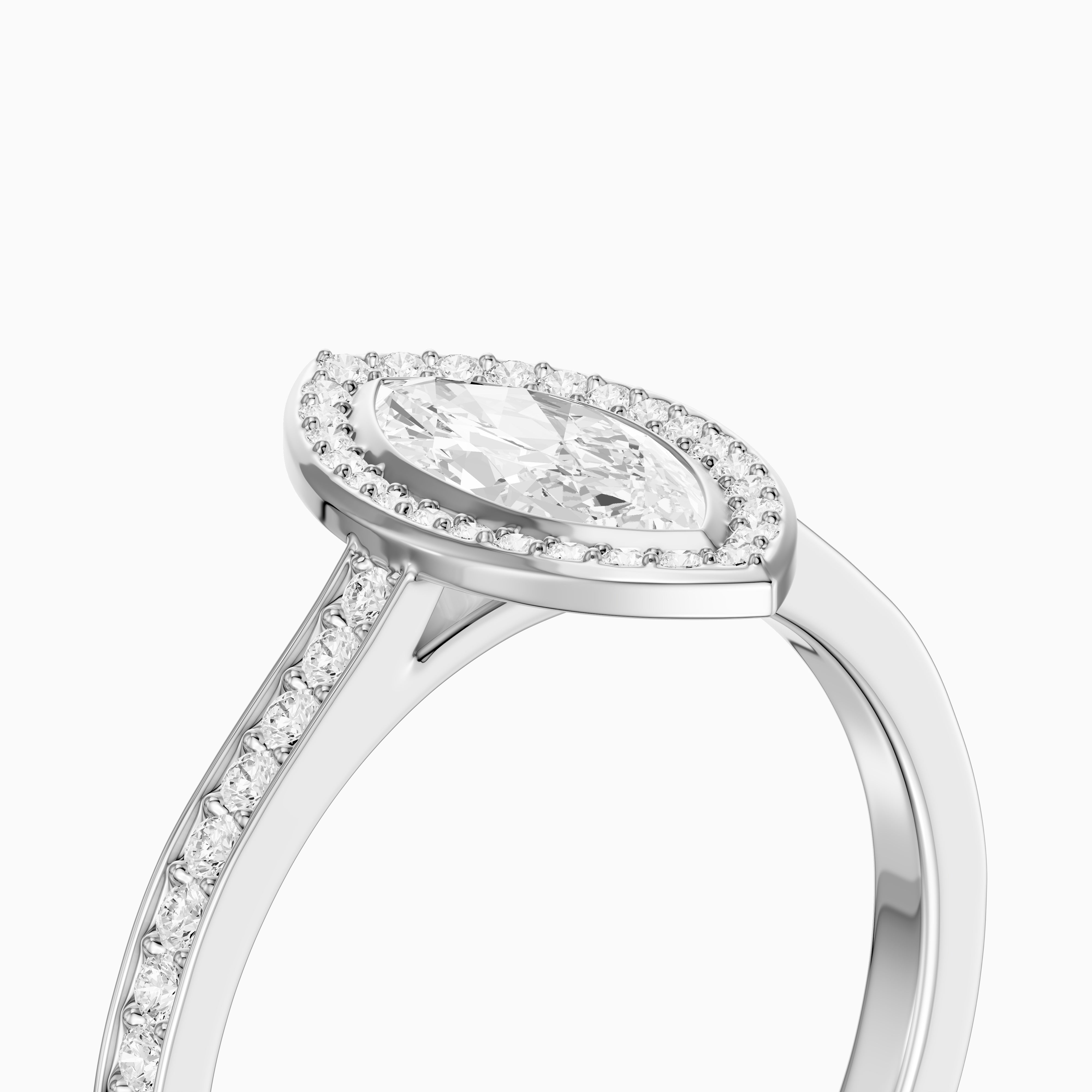 Celeste Marquise Lab Grown Diamond Ring with Bezel Inspired Halo Setting