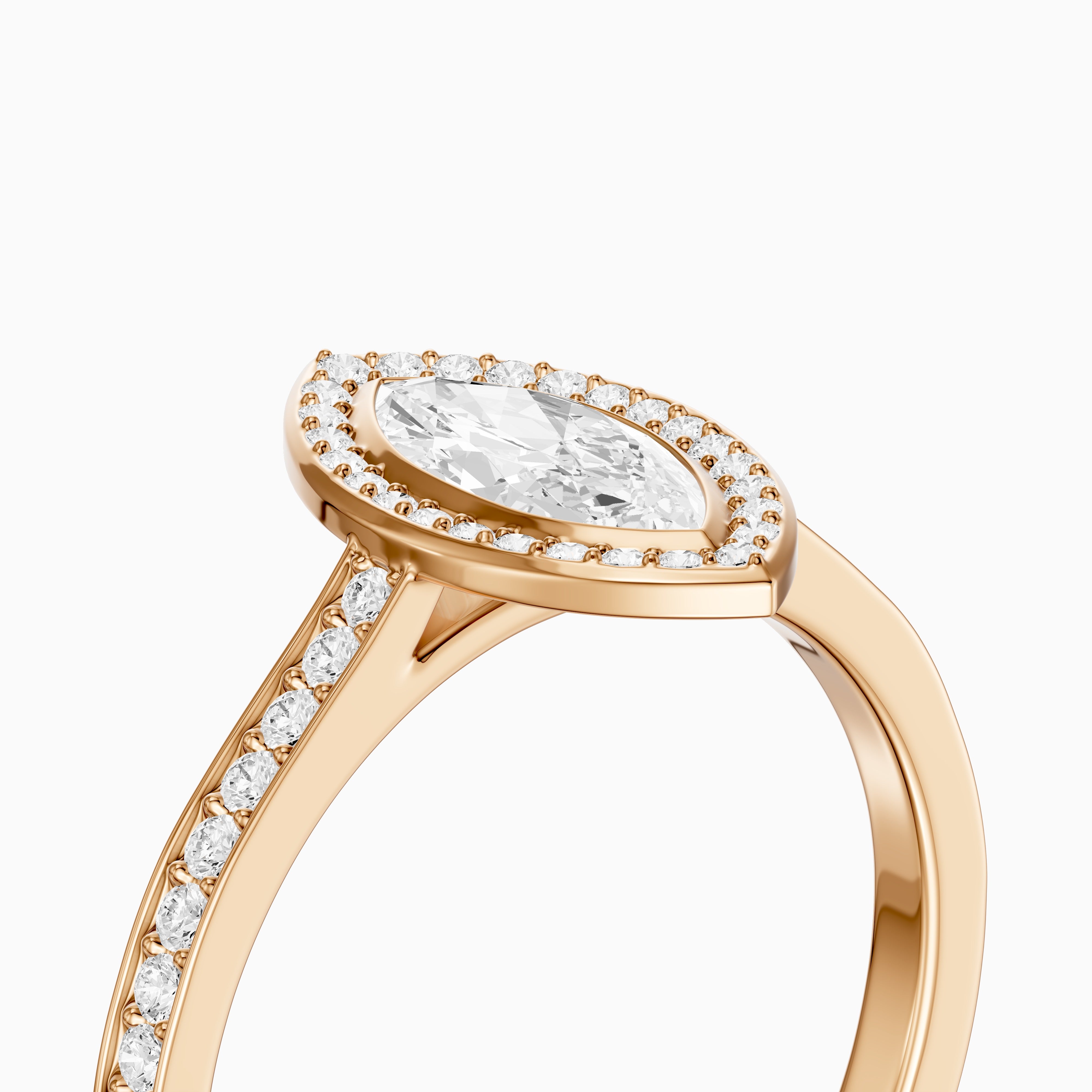 Celeste Marquise Lab Grown Diamond Ring with Bezel Inspired Halo Setting