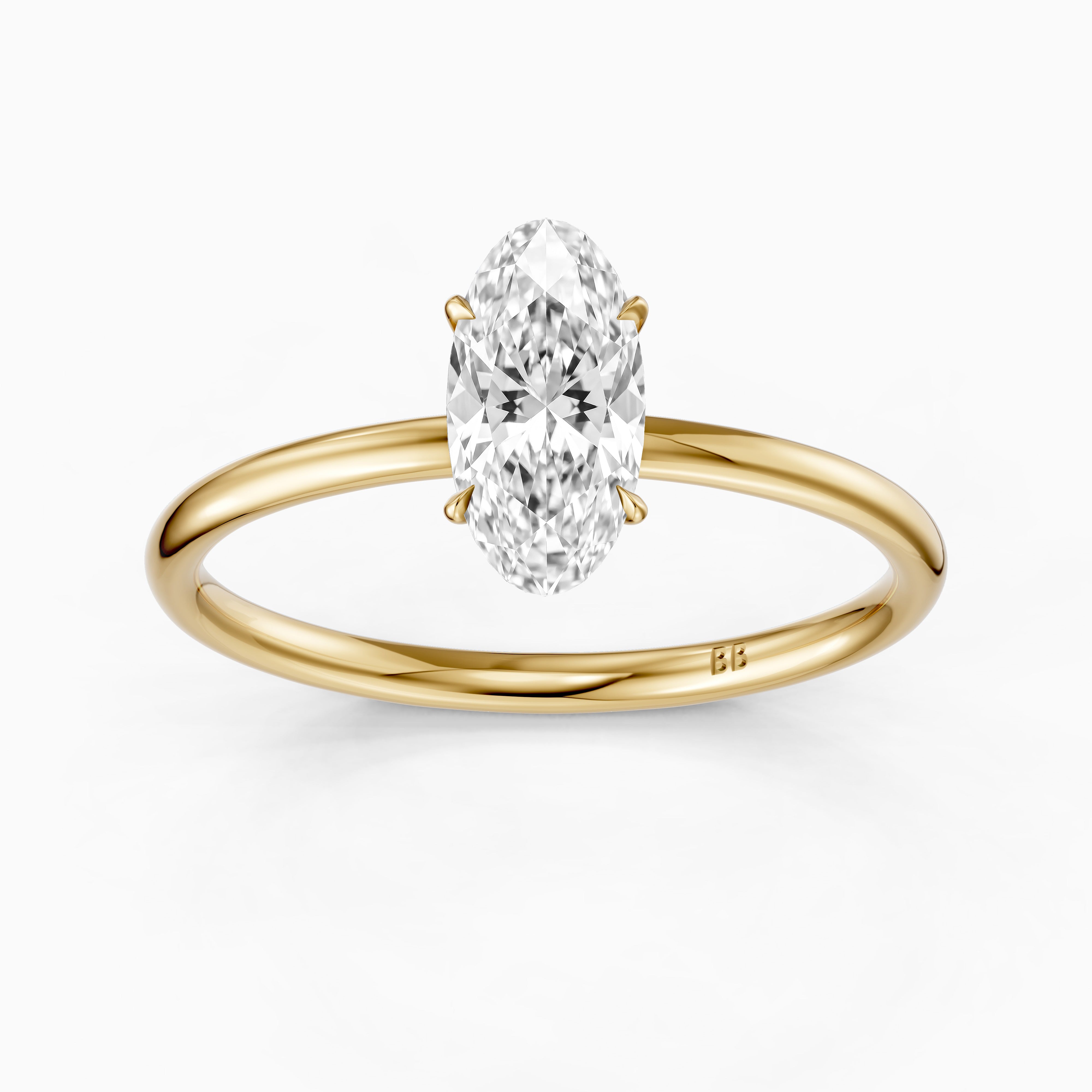 Hallie Moval Cut Hidden Halo Low Profile Setting Moissanite Diamond Ring