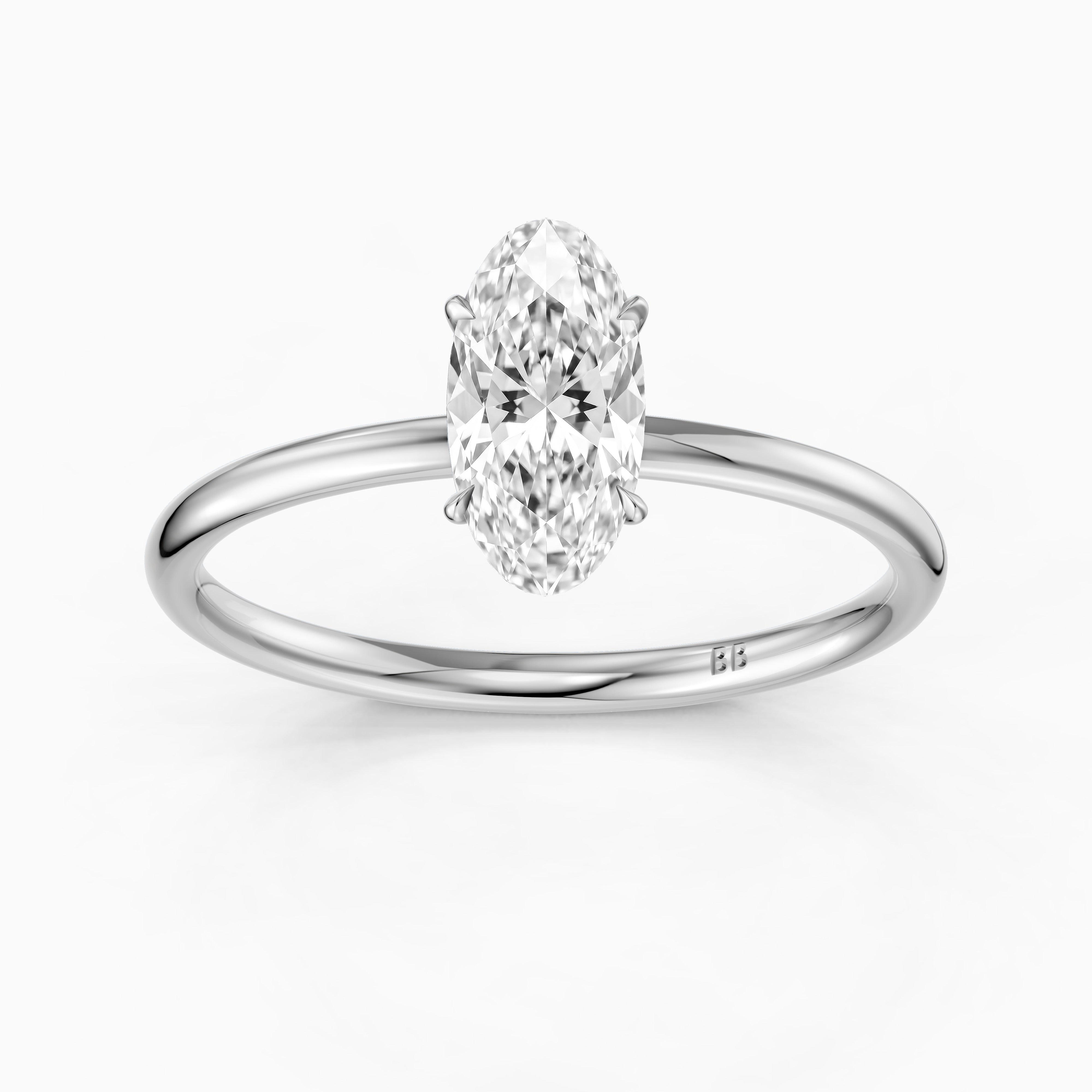 Hallie Moval Cut Hidden Halo Low Profile Setting Lab Grown Diamond Ring