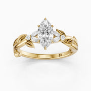 Kehlani Marquise Lab Diamond Ring with Nature Inspired Twisted Band