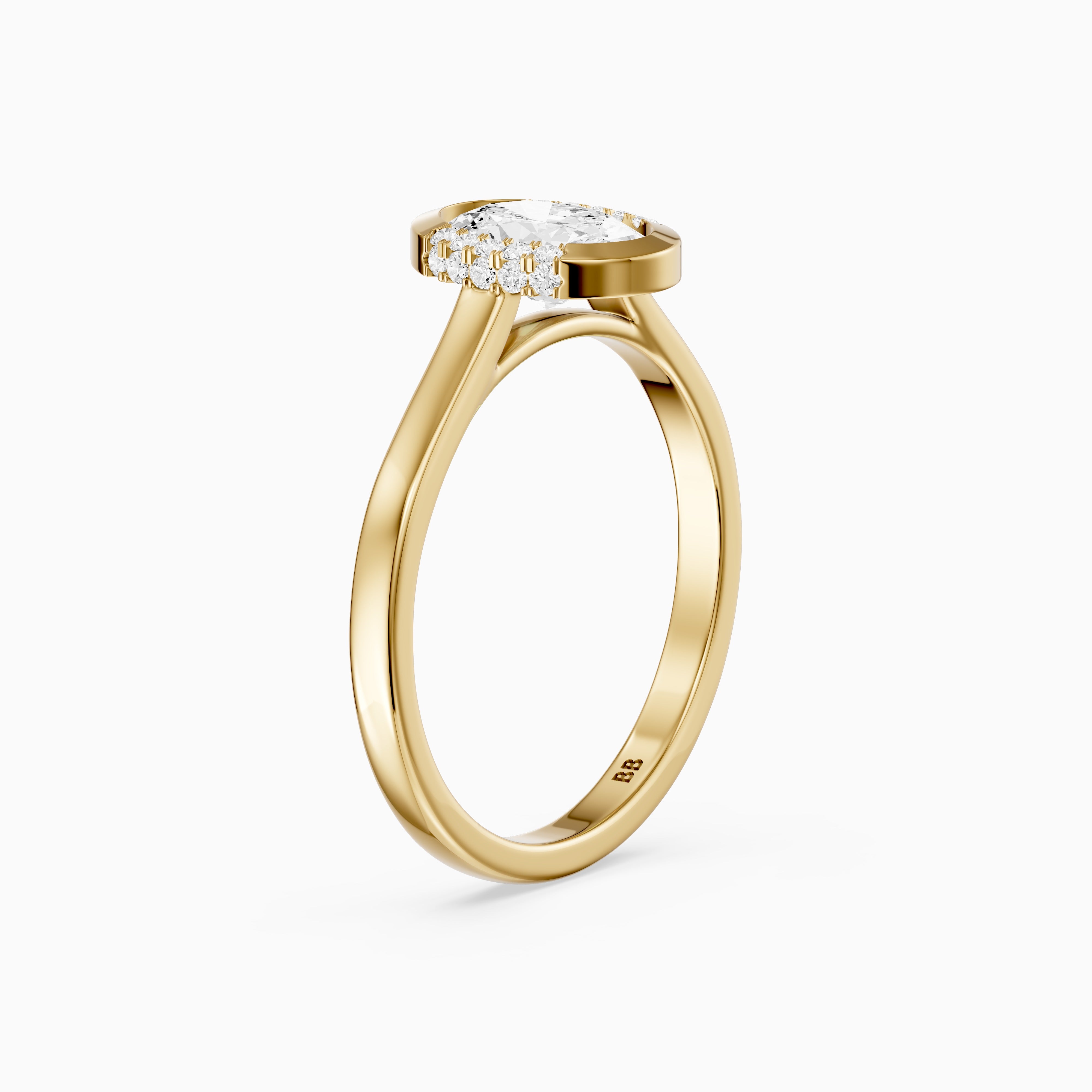 Lucy Oval Lab Grown Diamond Semi Bezel Hidden Halo Ring