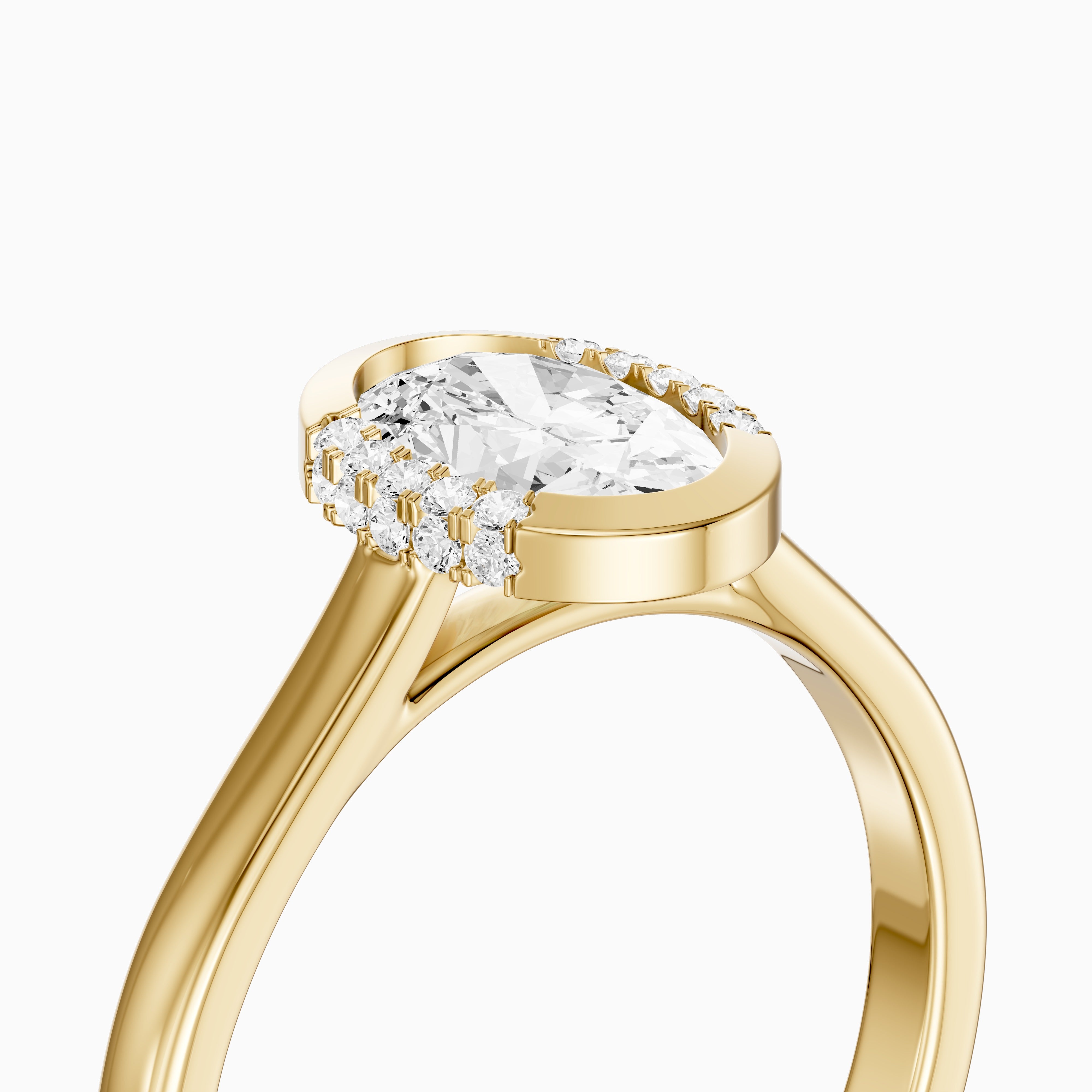 Lucy Oval Shape Moissanite Diamond Semi Bezel Halo Ring