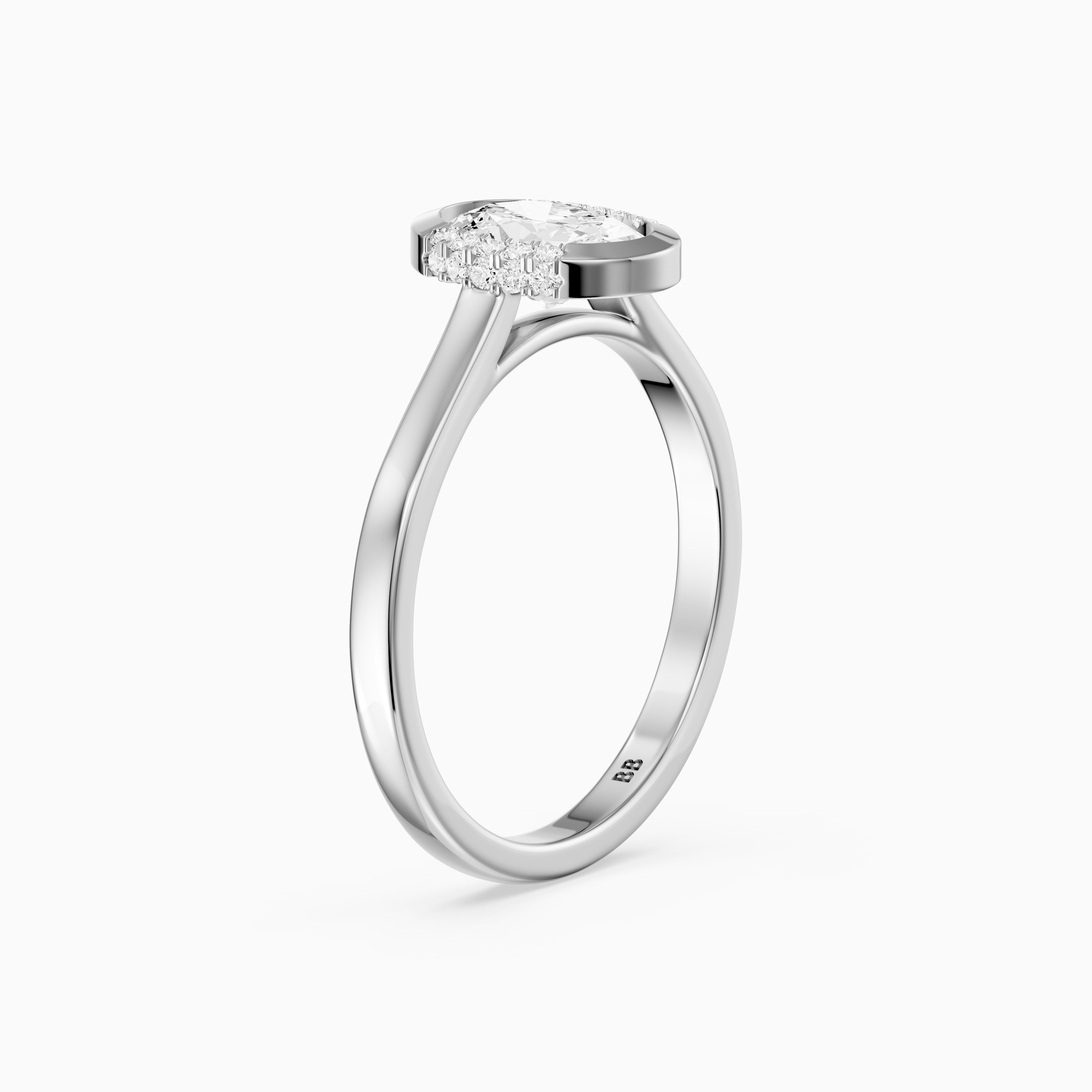 Lucy Oval Shape Moissanite Diamond Semi Bezel Halo Ring