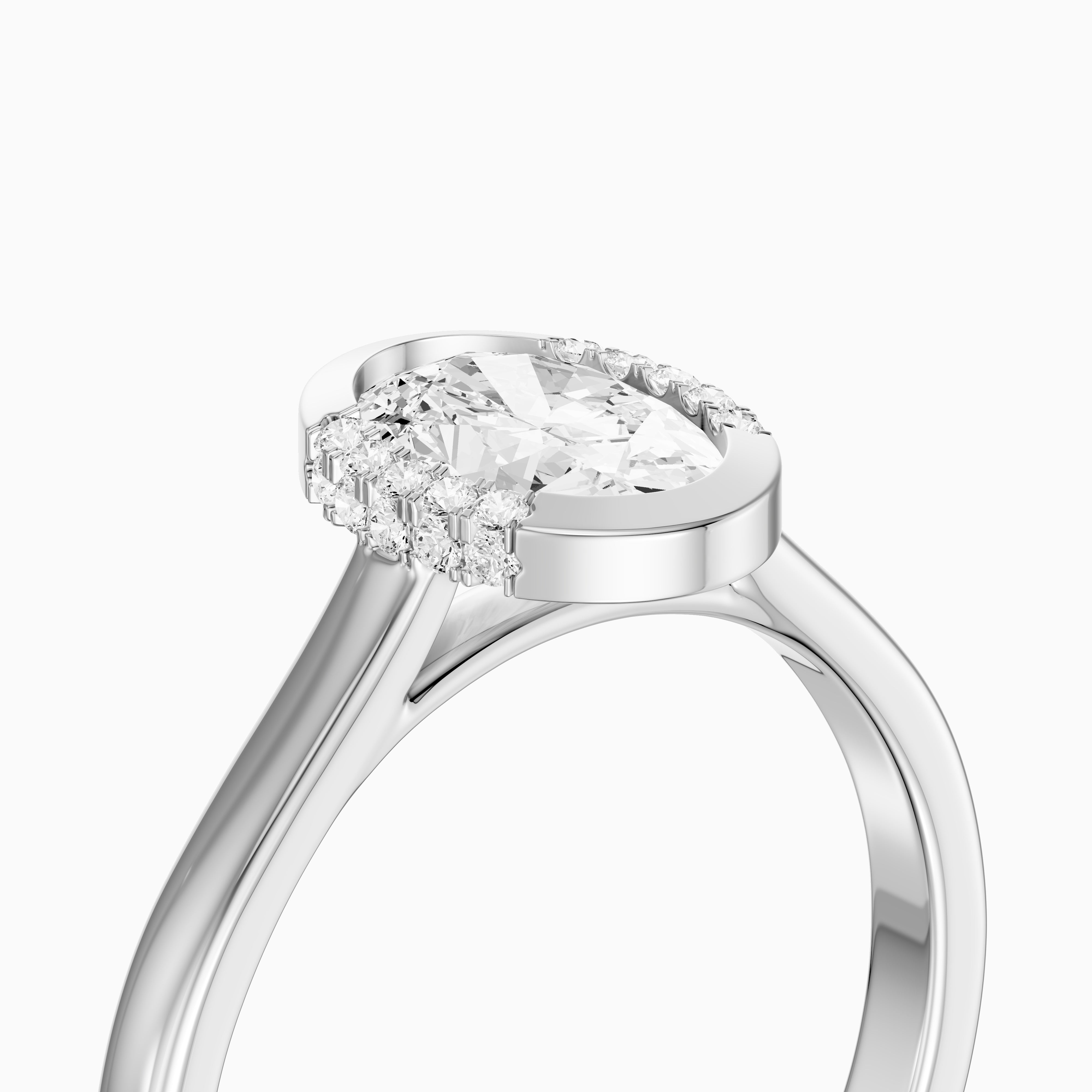 Lucy Oval Shape Moissanite Diamond Semi Bezel Halo Ring