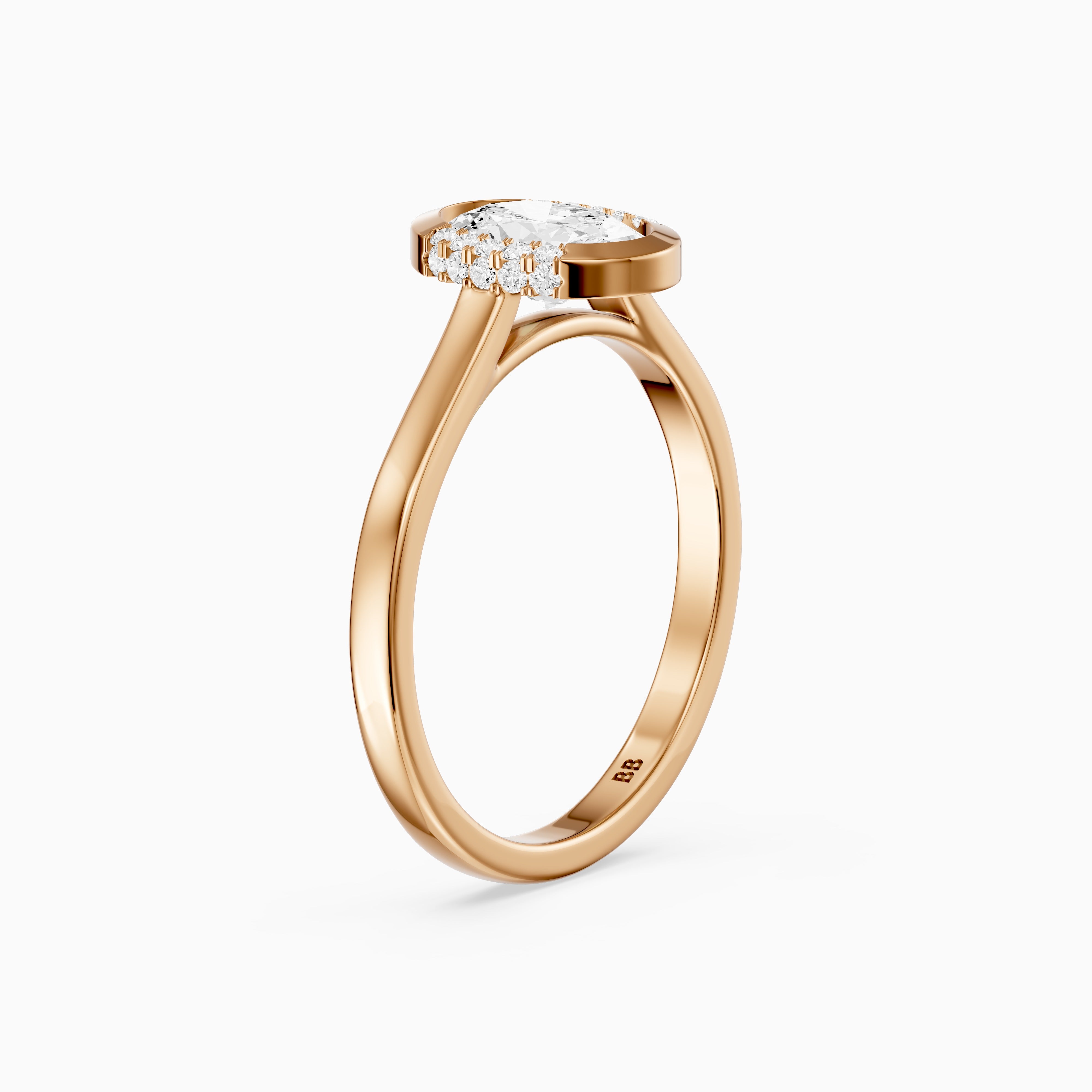 Lucy Oval Shape Moissanite Diamond Semi Bezel Halo Ring