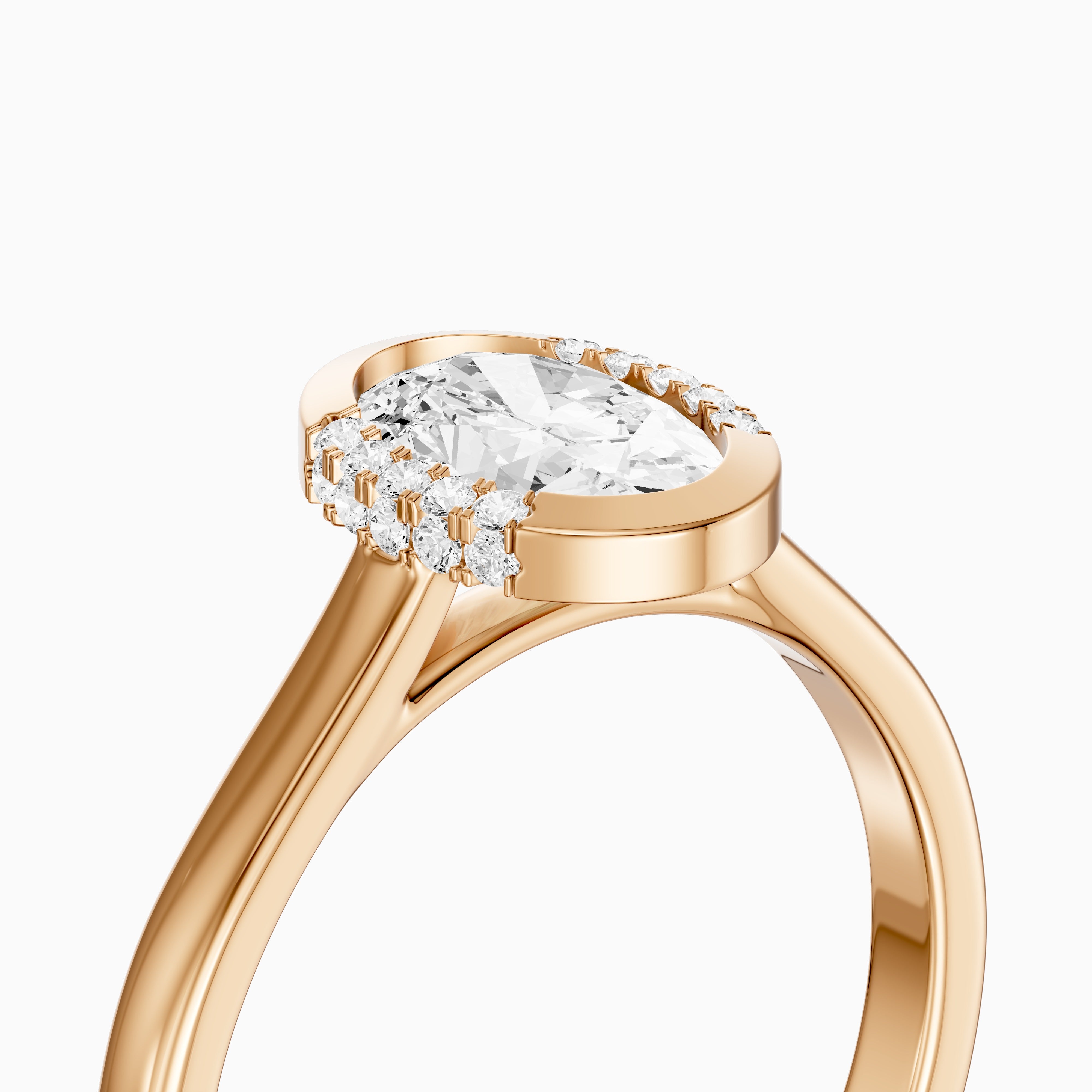 Lucy Oval Shape Moissanite Diamond Semi Bezel Halo Ring