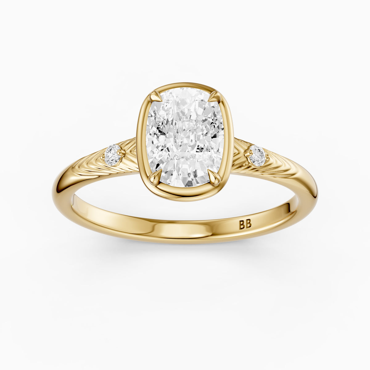 Emersyn Vintage Inspired Elongated Cushion Cut Bezel Prong Set Lab Grown Diamond Ring