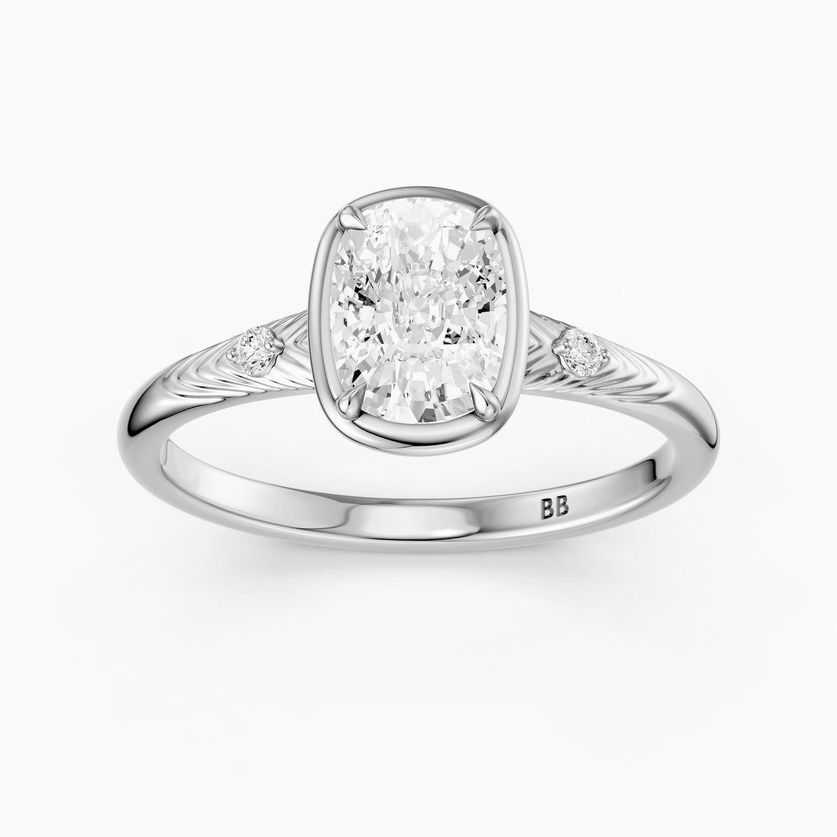 Emersyn Vintage Inspired Elongated Cushion Cut Bezel Prong Set Lab Grown Diamond Ring