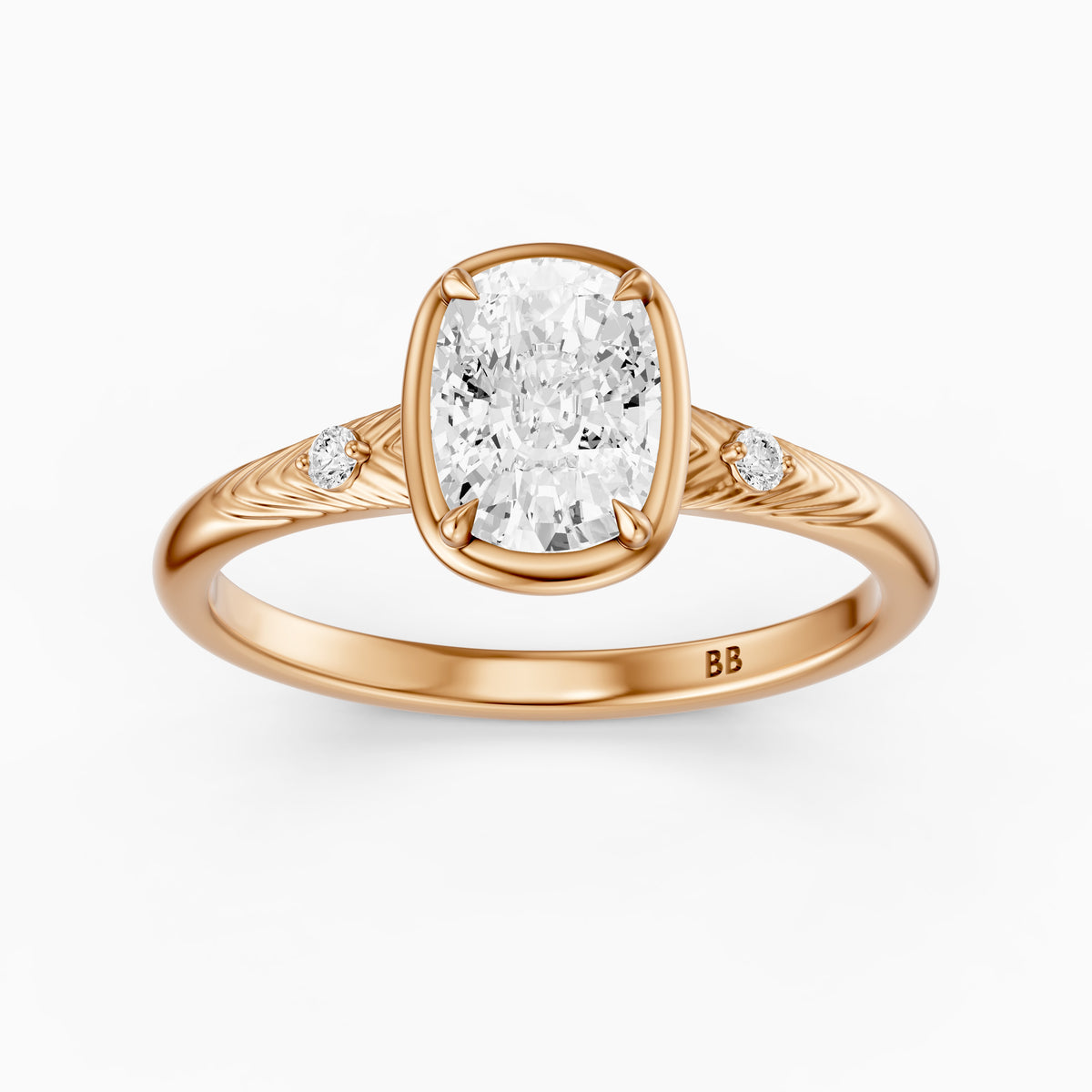 Emersyn Vintage Inspired Elongated Cushion Cut Bezel Prong Set Lab Grown Diamond Ring