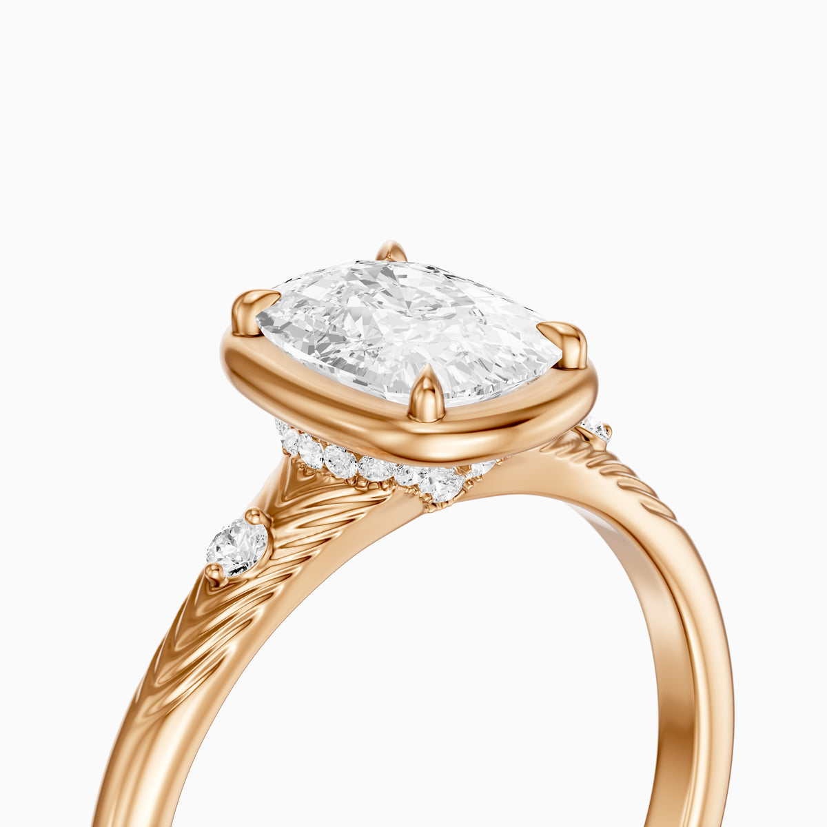 Emersyn Vintage Inspired Elongated Cushion Cut Bezel Prong Set Lab Grown Diamond Ring