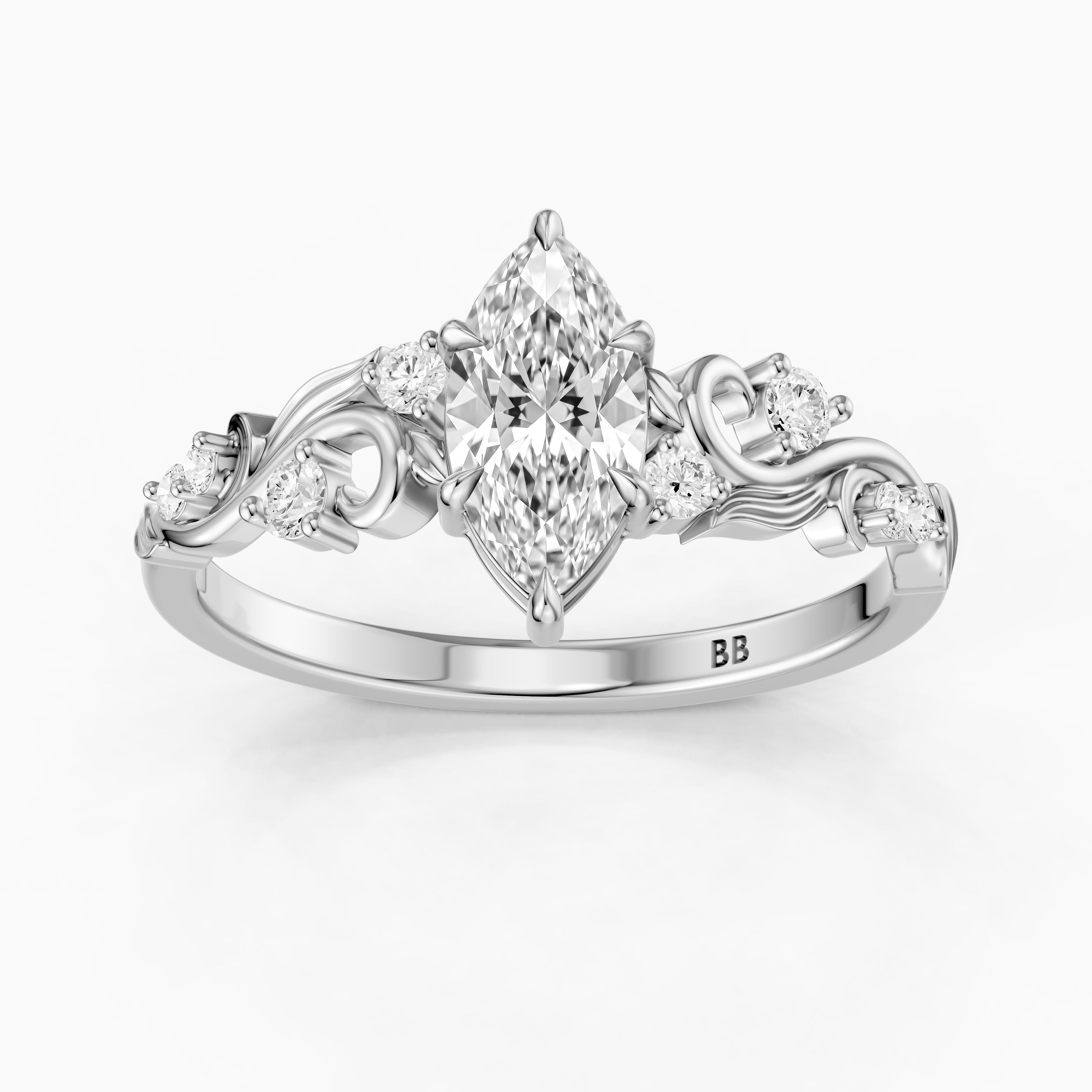 Lennon Marquise Cut Nature Inspired Lab Grown Diamond Ring