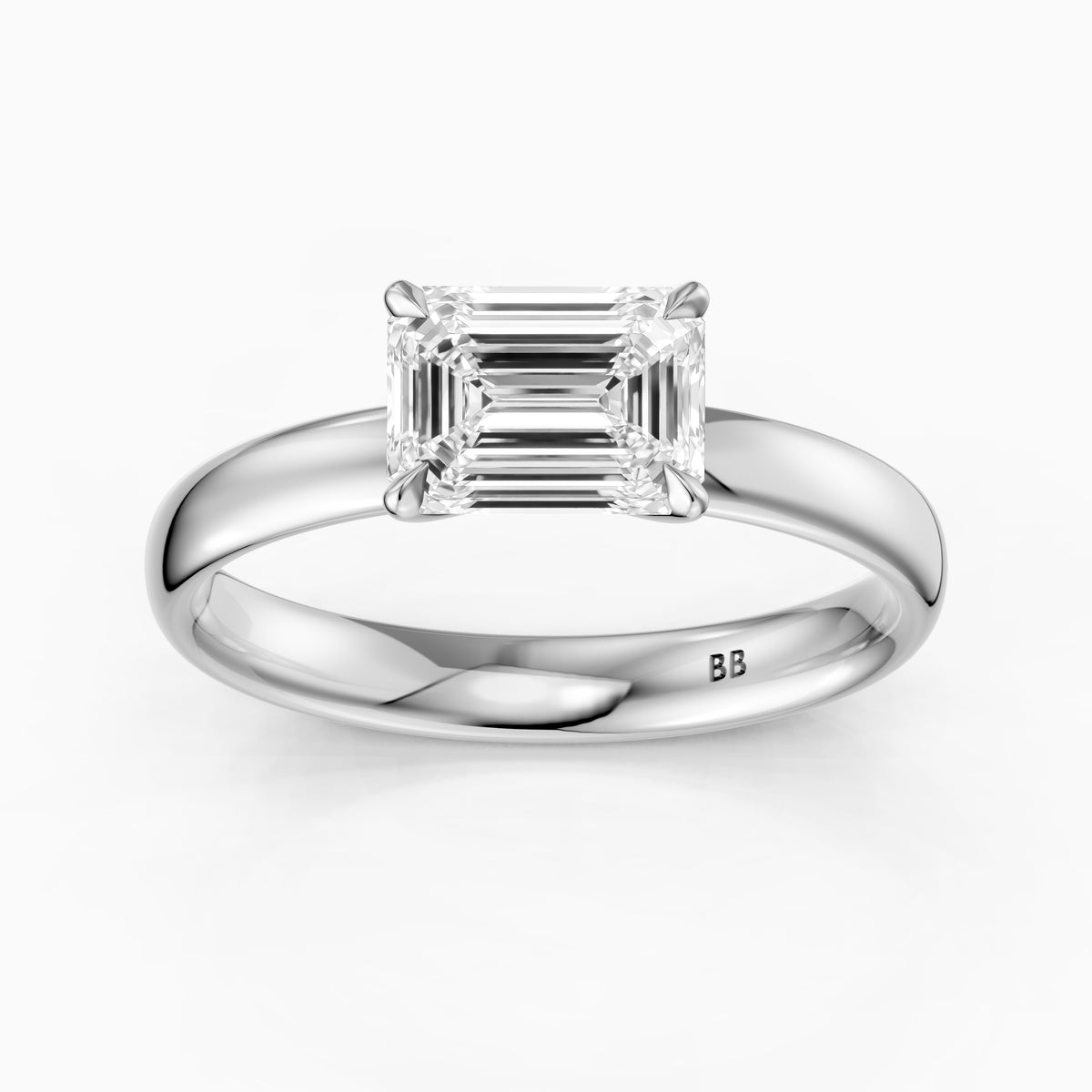 Blakely Emerald Cut East West Solitaire Moissanite Diamond Ring