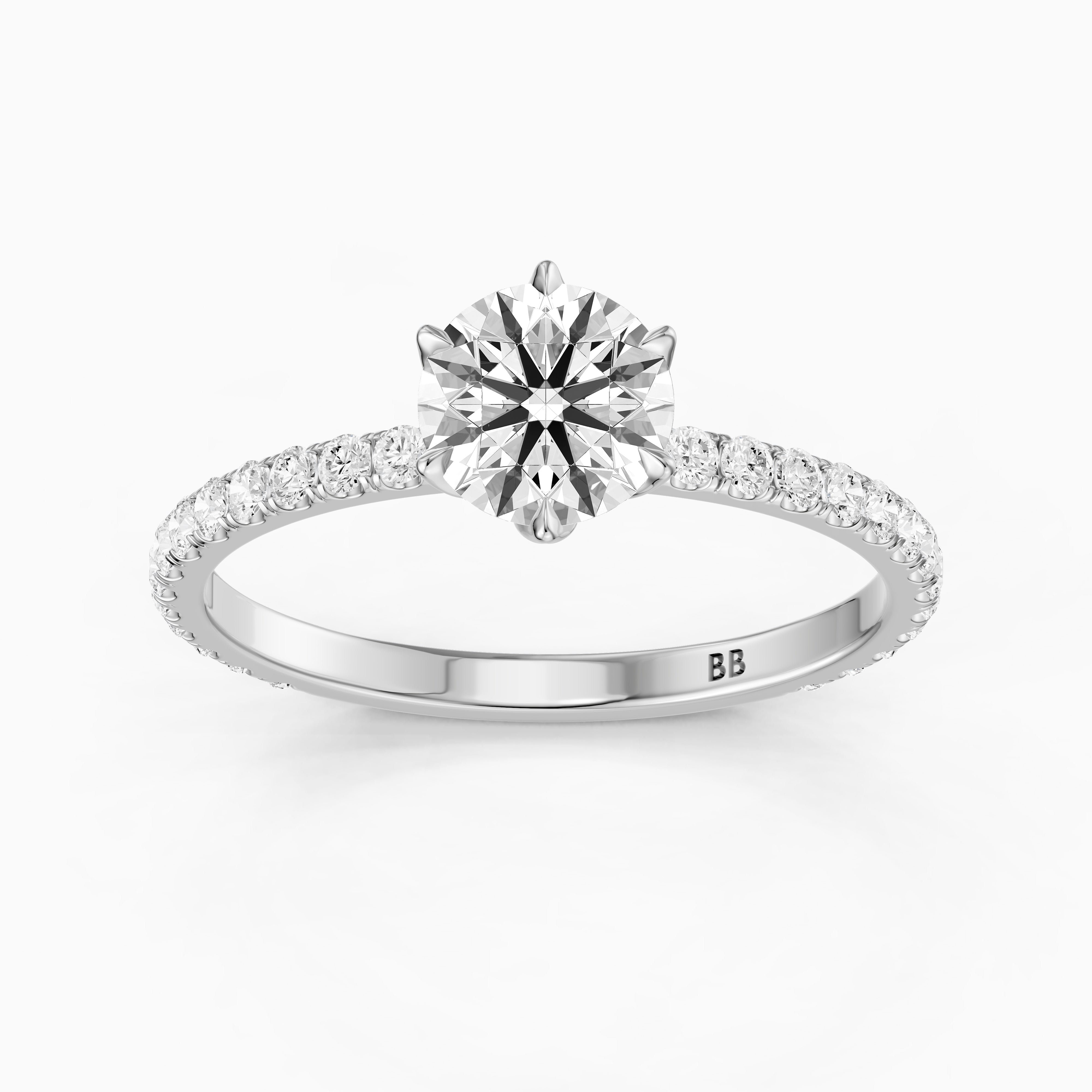 Arya 6 Prong Tulip Setting Round Cut Moissanite Diamond Ring