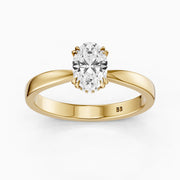 Jamie Oval Hidden Halo Moissanite Diamond Ring with Double Claw Prongs