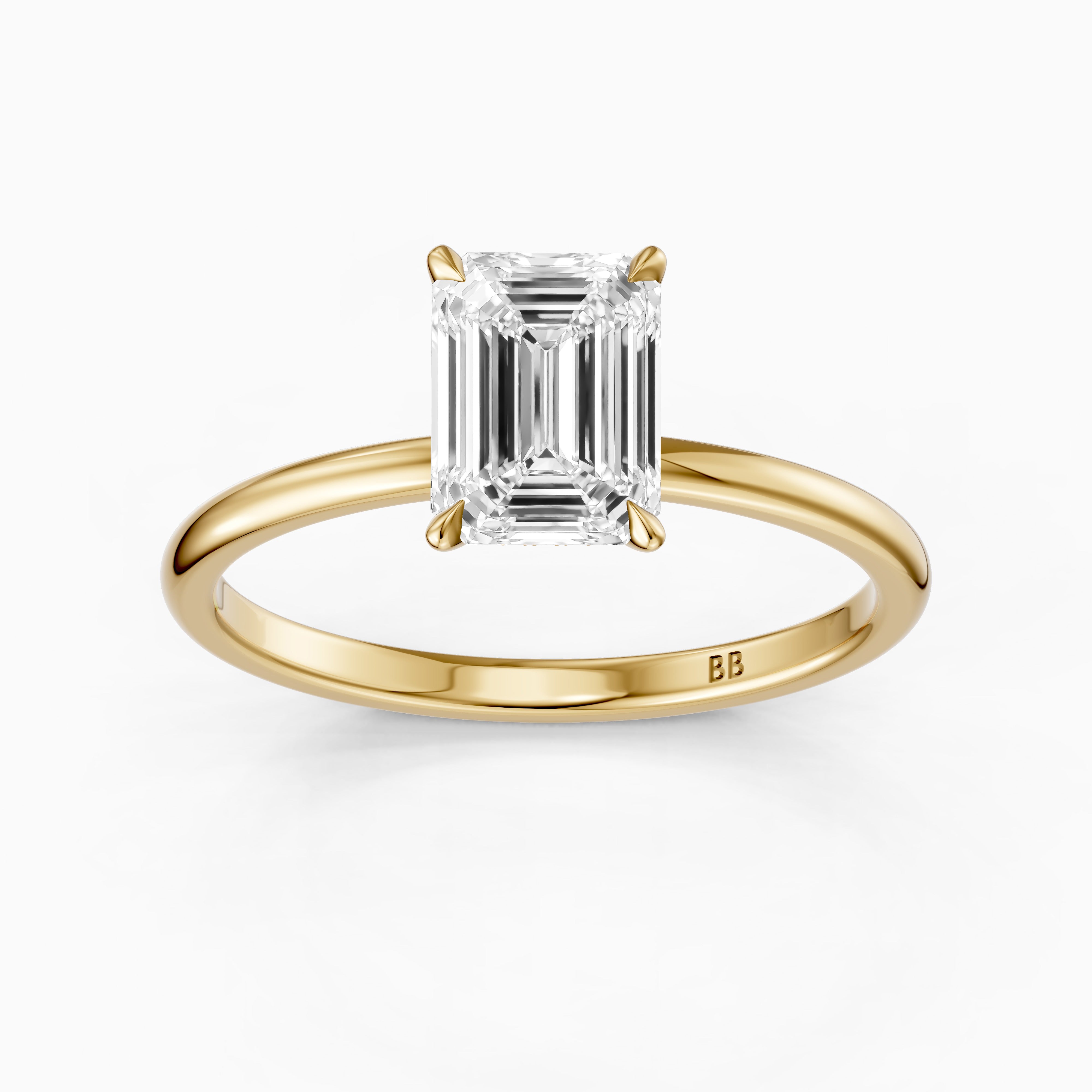 Edie Hidden Halo Emerald Cut Moissanite Diamond Engagement Ring