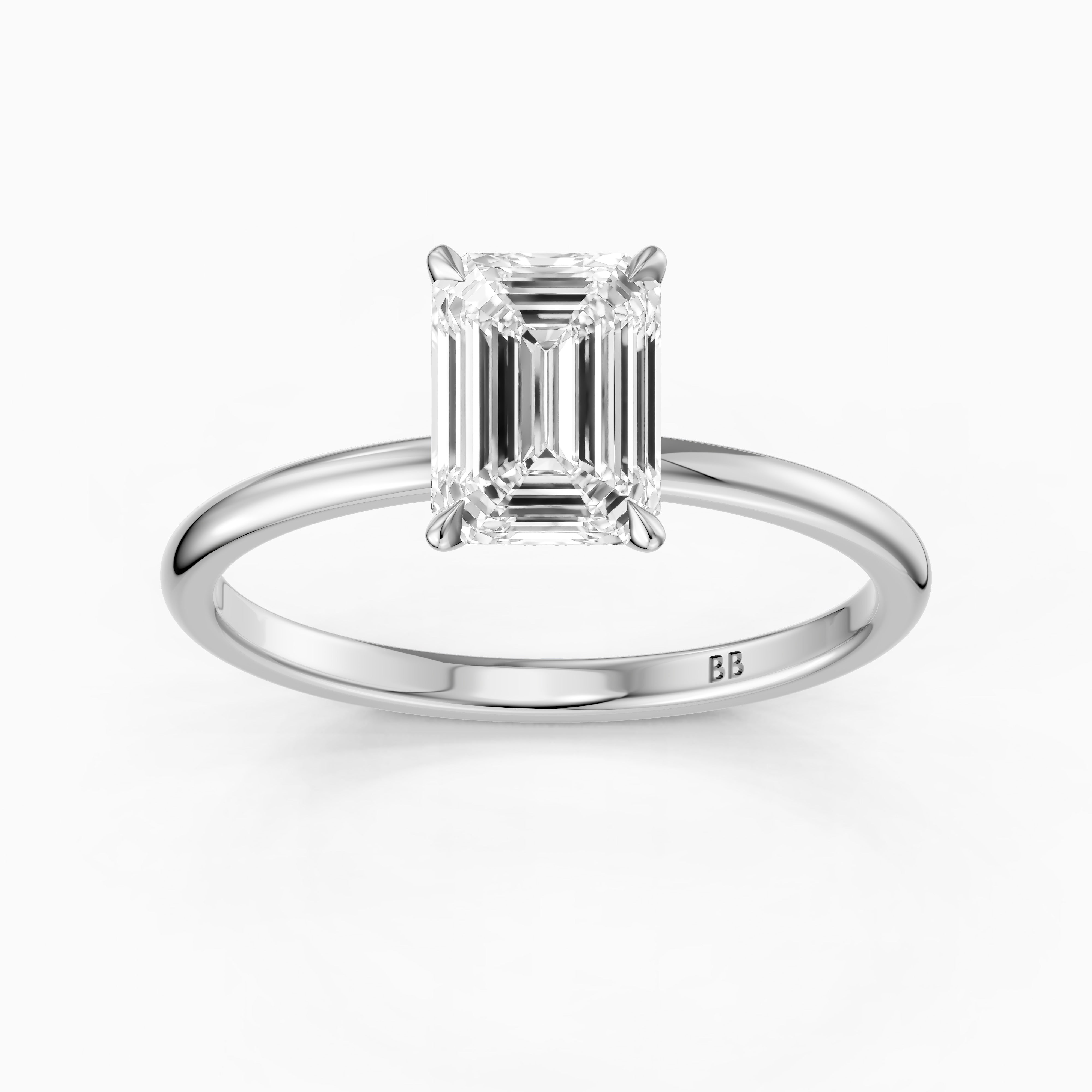 Edie Hidden Halo Emerald Cut Moissanite Diamond Engagement Ring