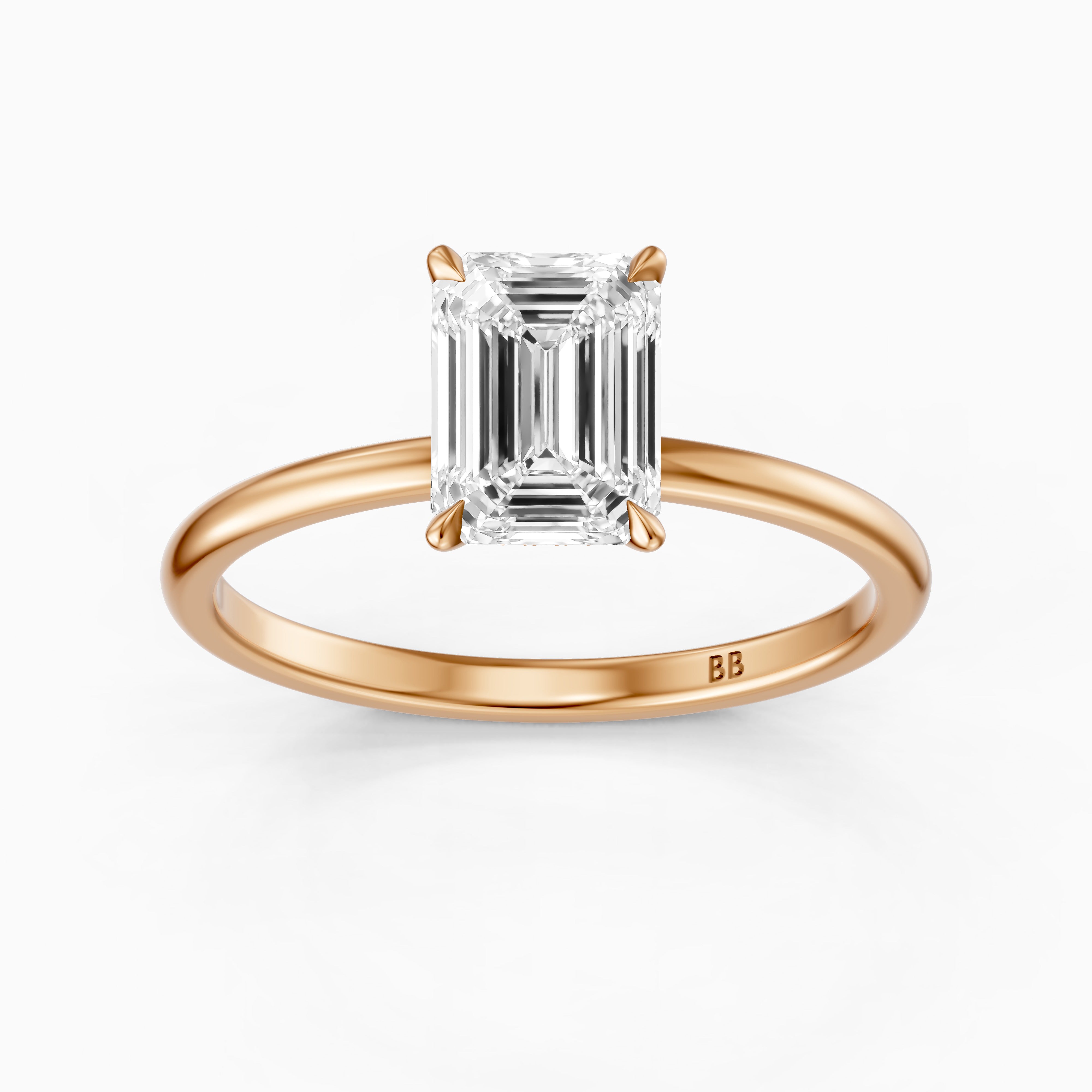 Edie Hidden Halo Emerald Cut Moissanite Diamond Engagement Ring
