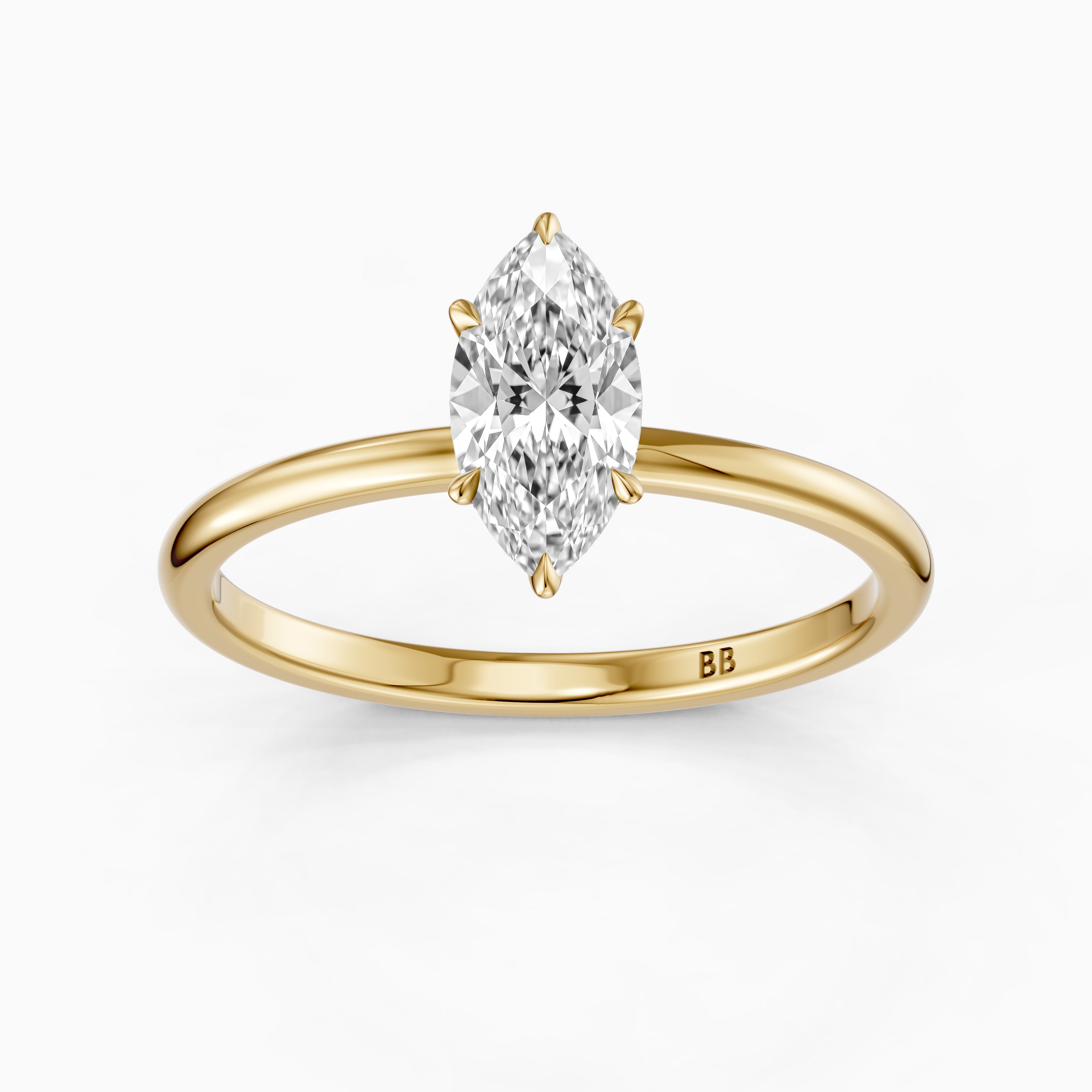Sasha Marquise Hidden Halo Moissanite Diamond Ring