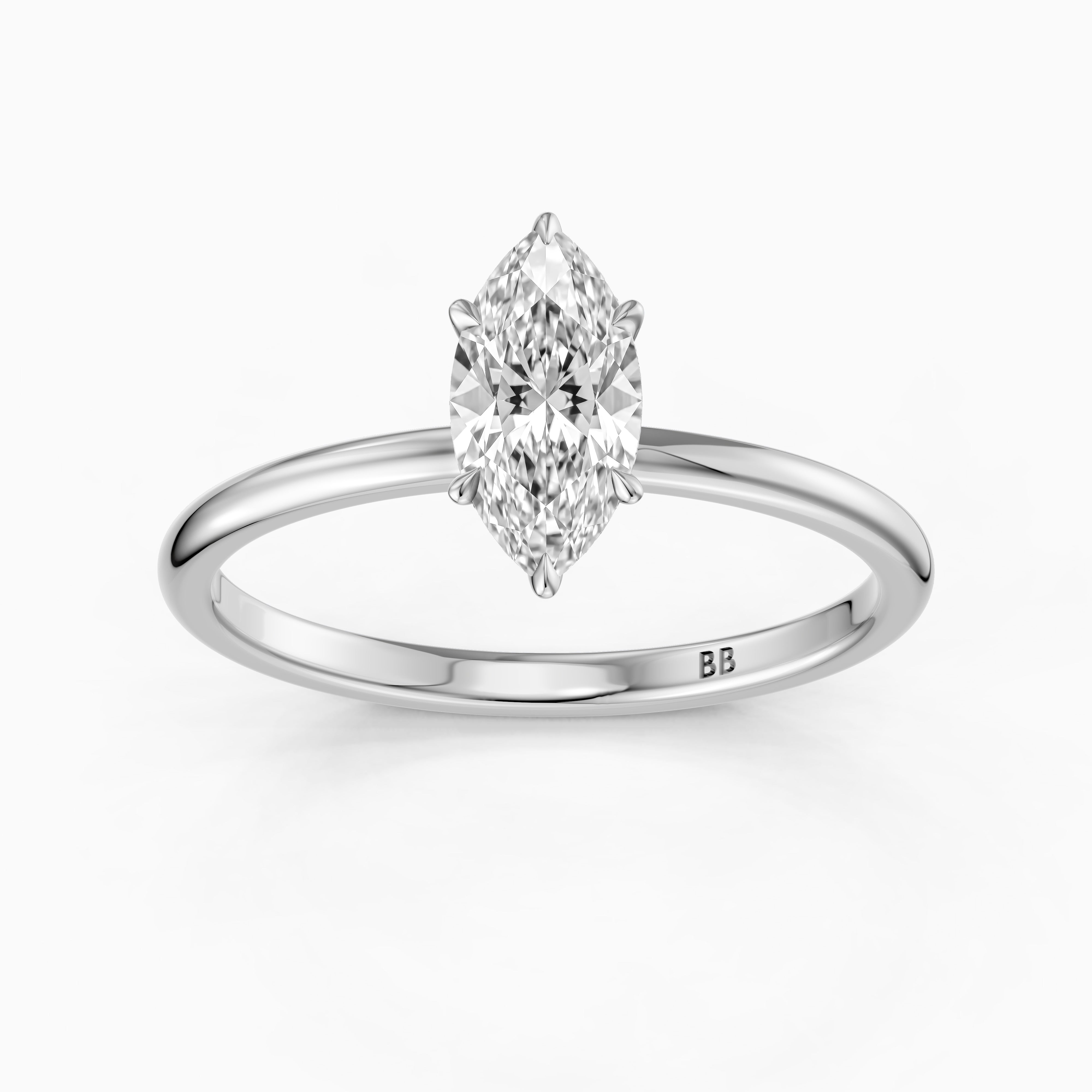 Sasha Marquise Hidden Halo Moissanite Diamond Ring