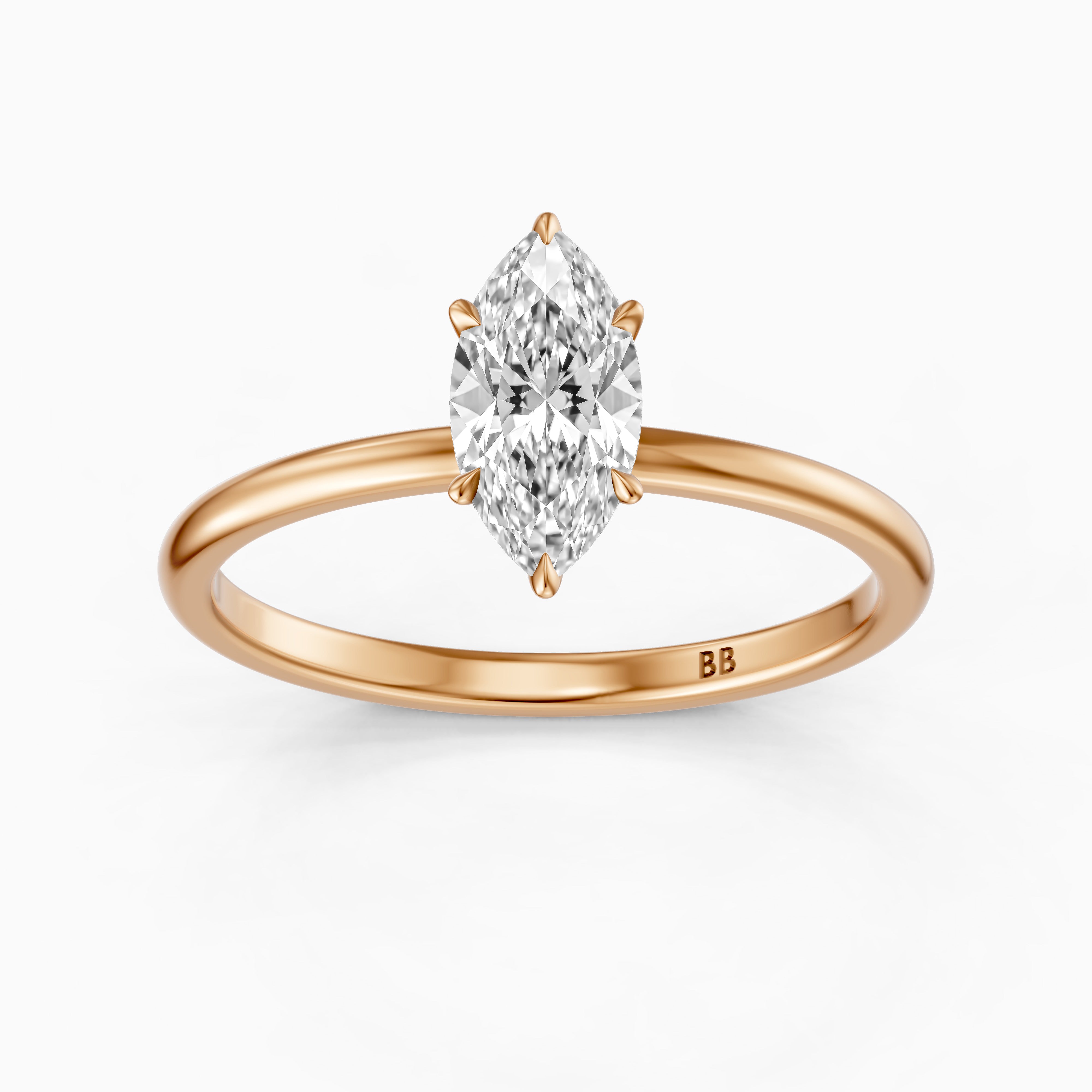 Sasha Marquise Hidden Halo Moissanite Diamond Ring
